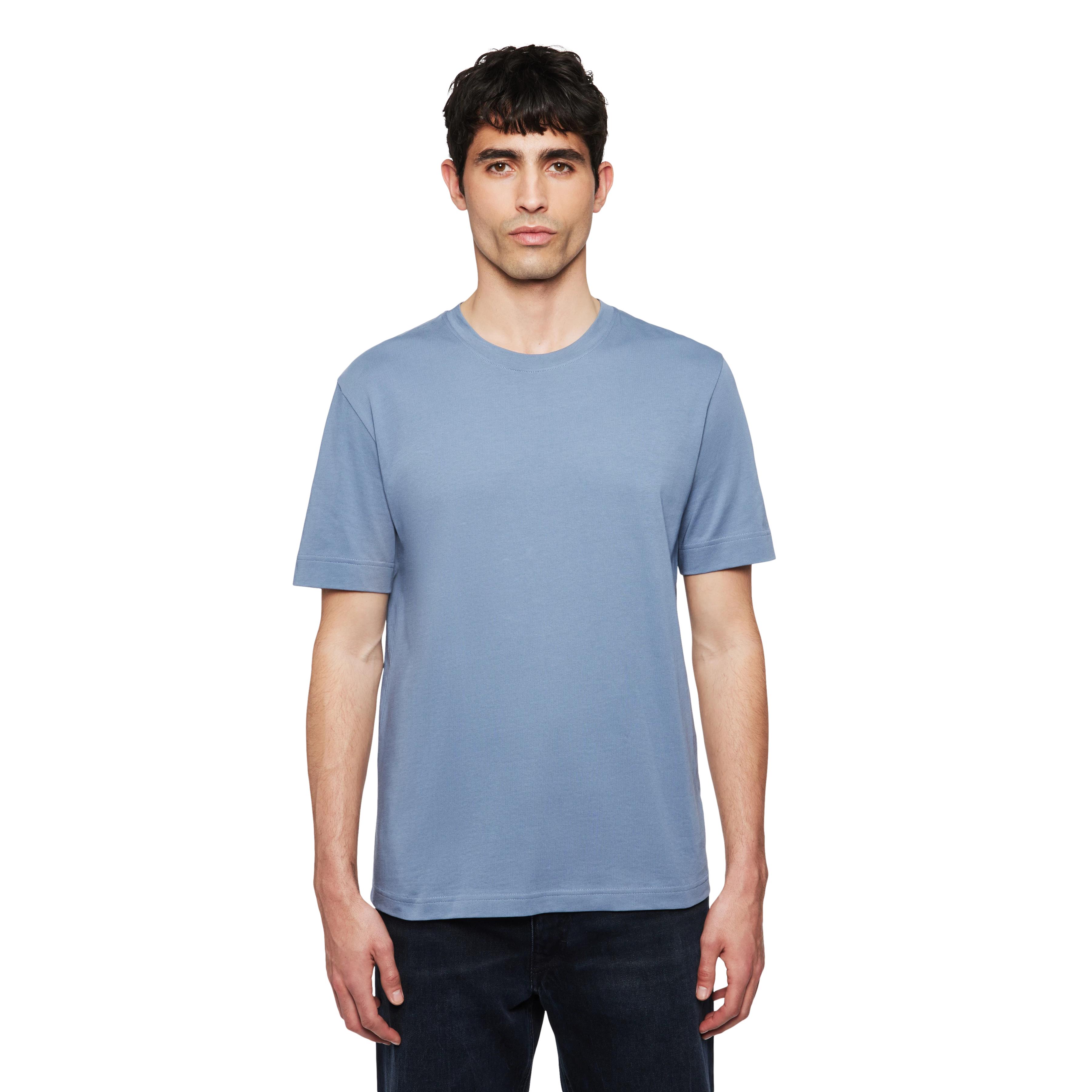 RAPHAEL - T-Shirt in reiner Baumwolle - Herren - blau - Frontansicht