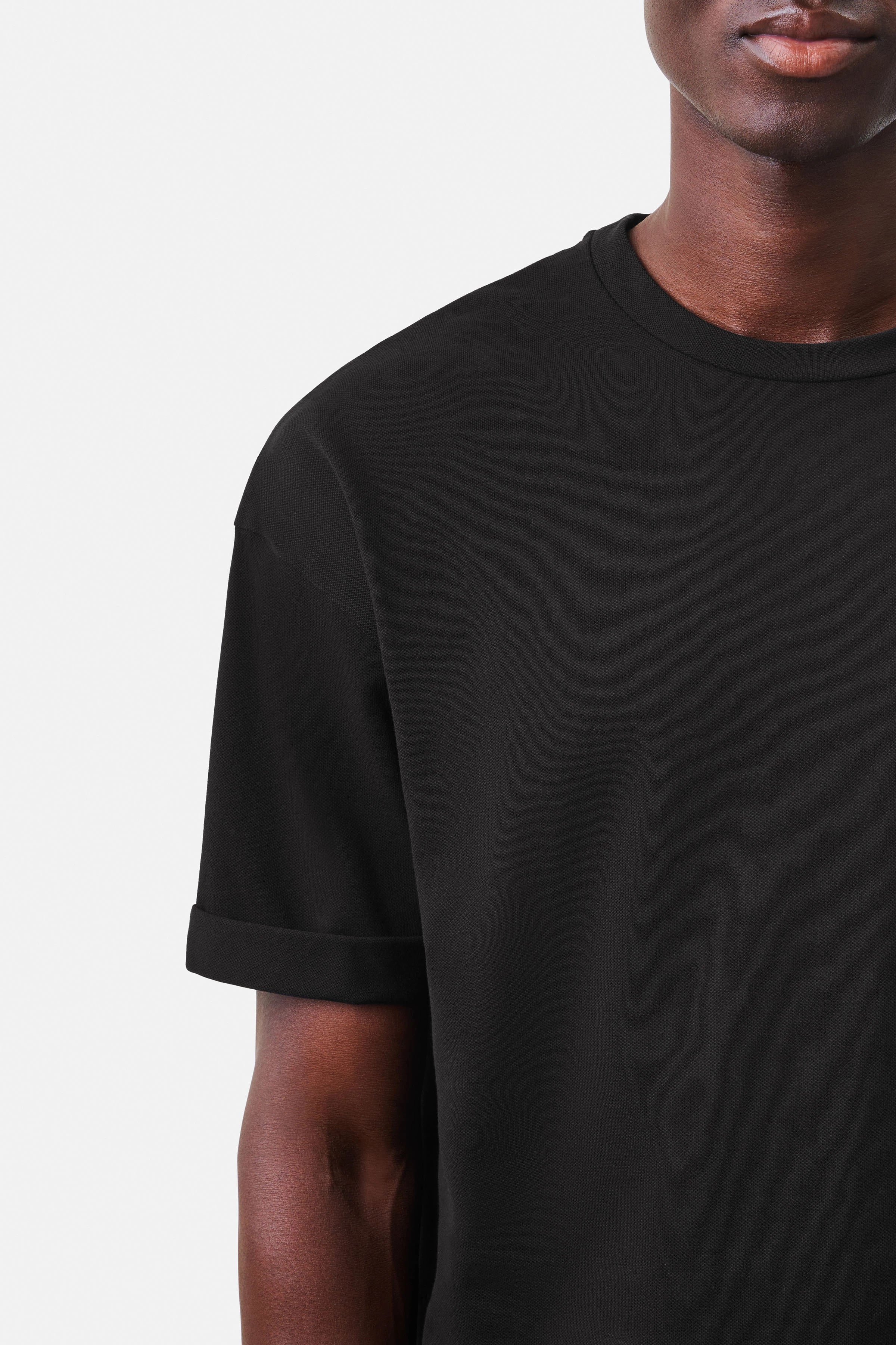 THILO - relaxed fit t-shirt in cotton blend with piqué - men - Natural Aluminium - Seitenansicht