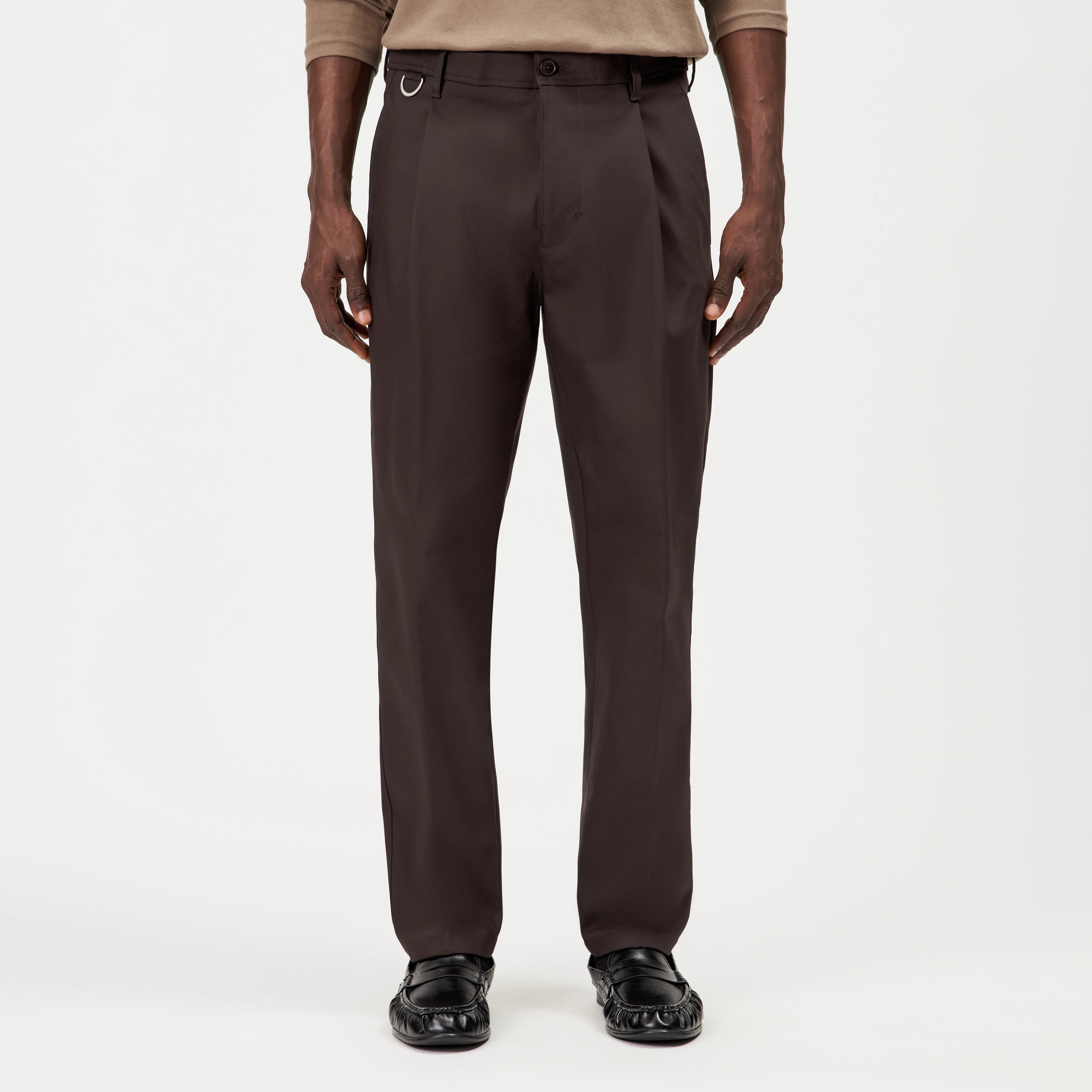 DEVYN - Hose mit D-Ring Detail in Technostretch-Satin - Herren - braun - Frontansicht