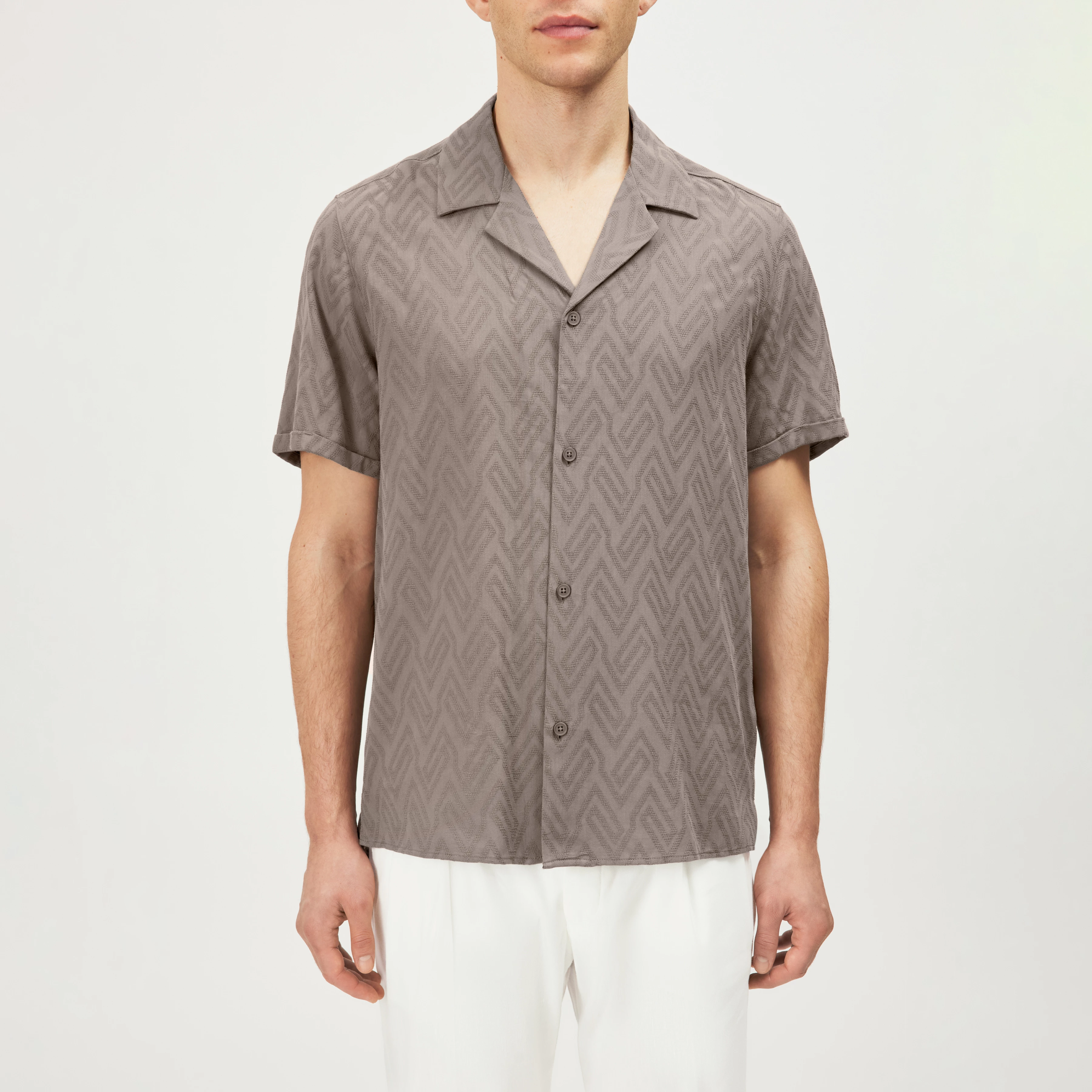 bijan in mens dress shirts Bijan Mens Dress Shirt 15 White Collar Brown Graph Check Contrast Cuff  Button Up