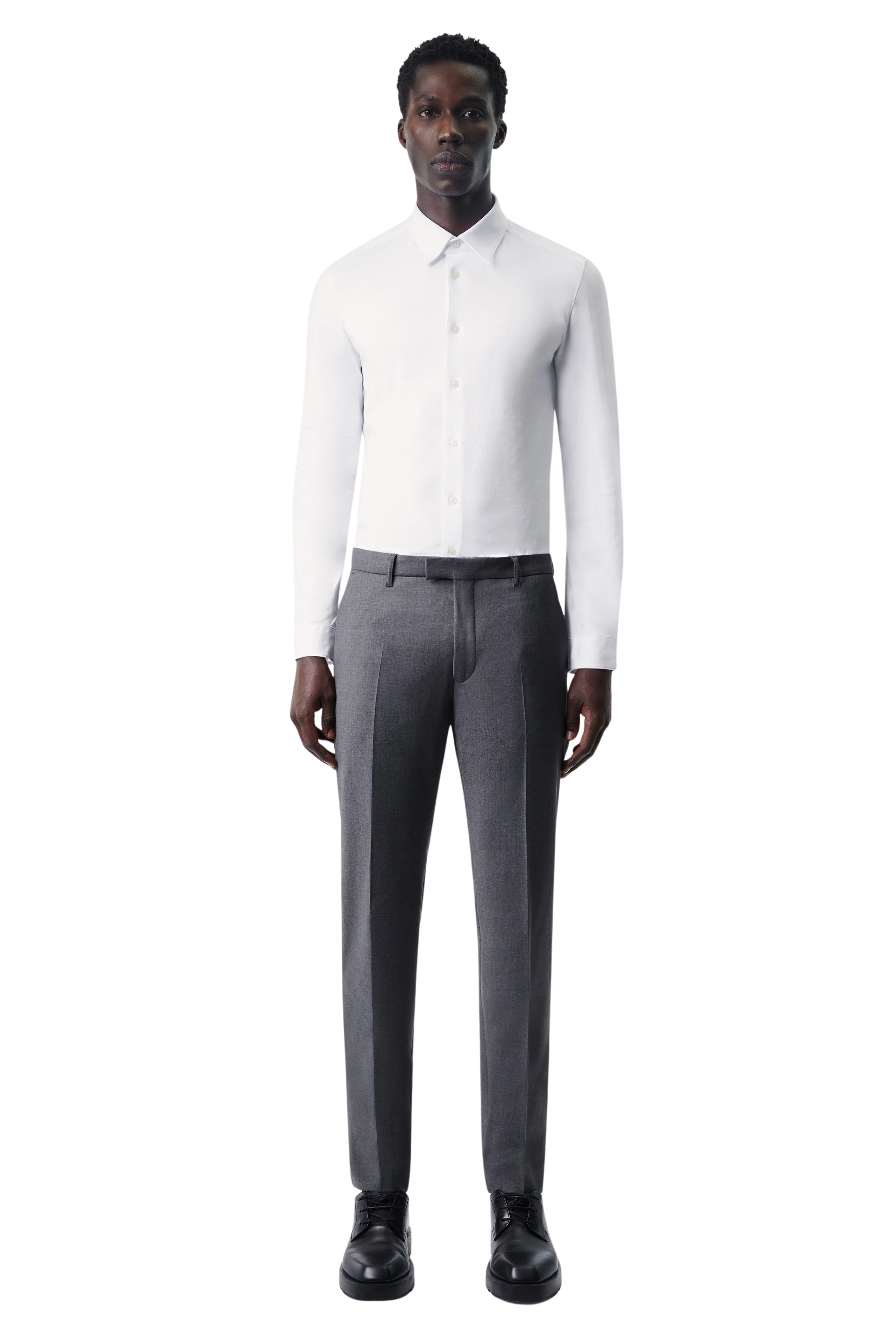 ZED - Classic tight-fit shirt in stretchy jersey - men - white - Ganzkörper-Frontansicht