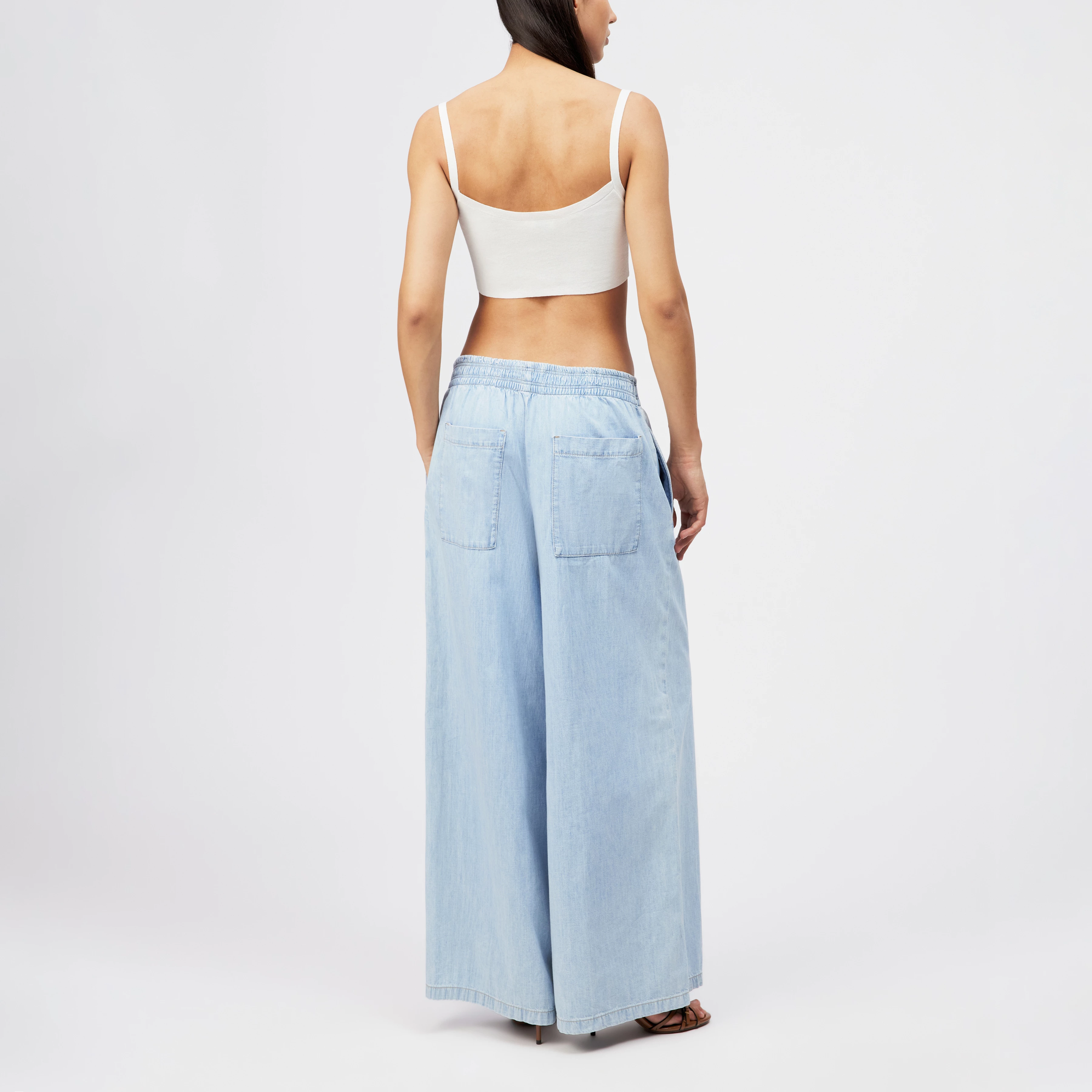 CEILING - Wijde broek in lichtblauw denim - dames - blauw - Rückansicht