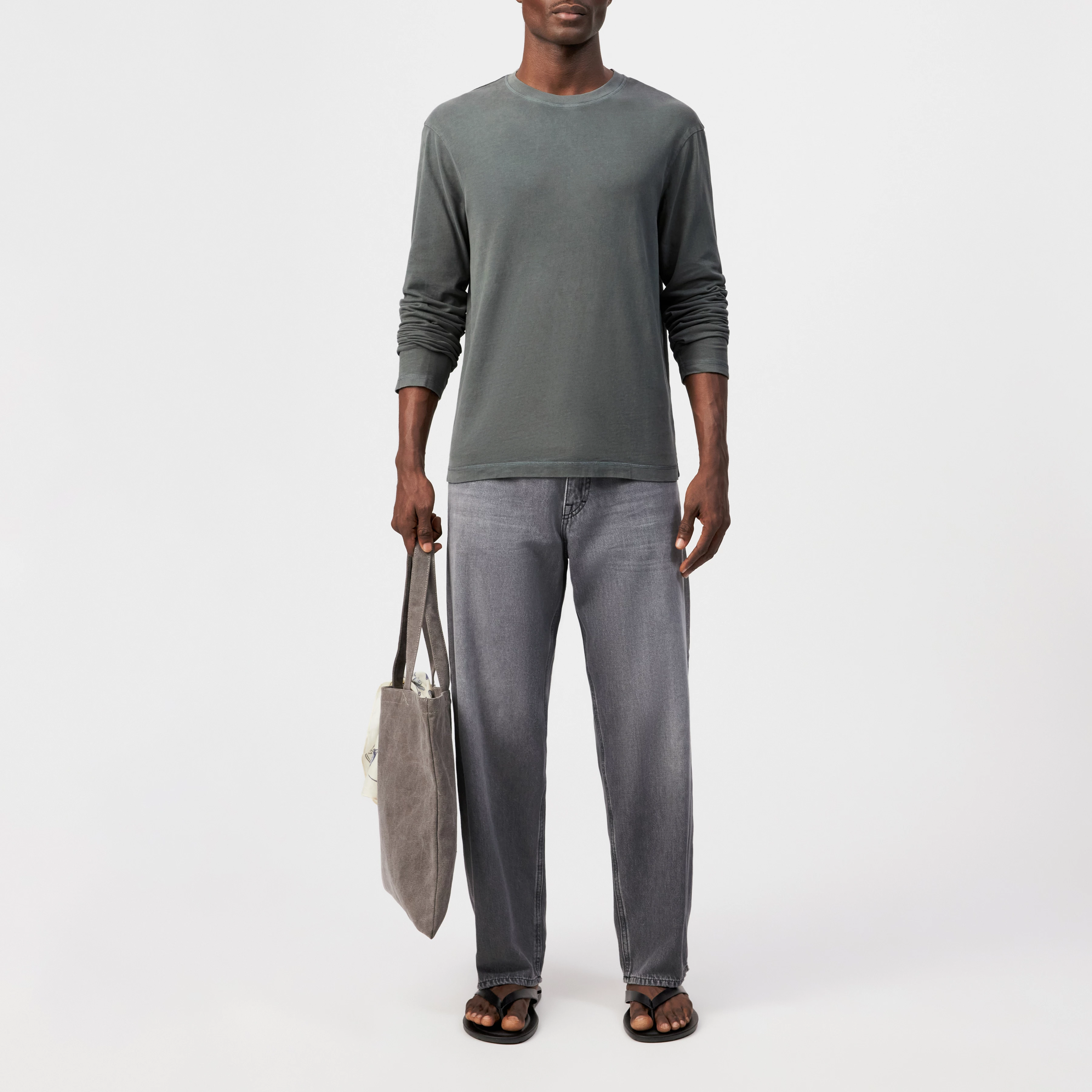 TALDOR - Long-sleeved top in washed look - men - green - Ganzkörper-Frontansicht