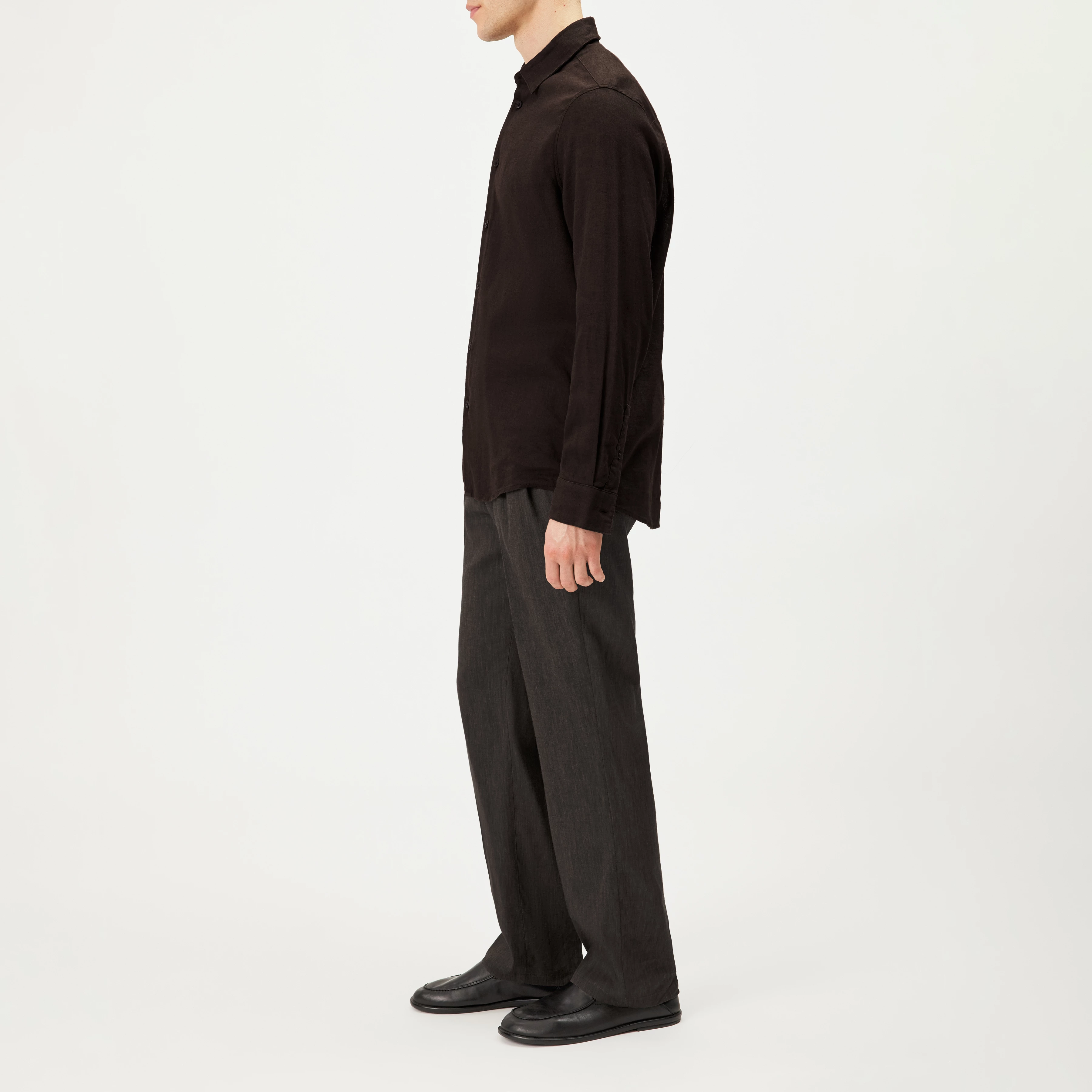 RAMIS - Regular Fit Hemd in Leinen-Baumwoll Mix - Herren - braun - Seitenansicht