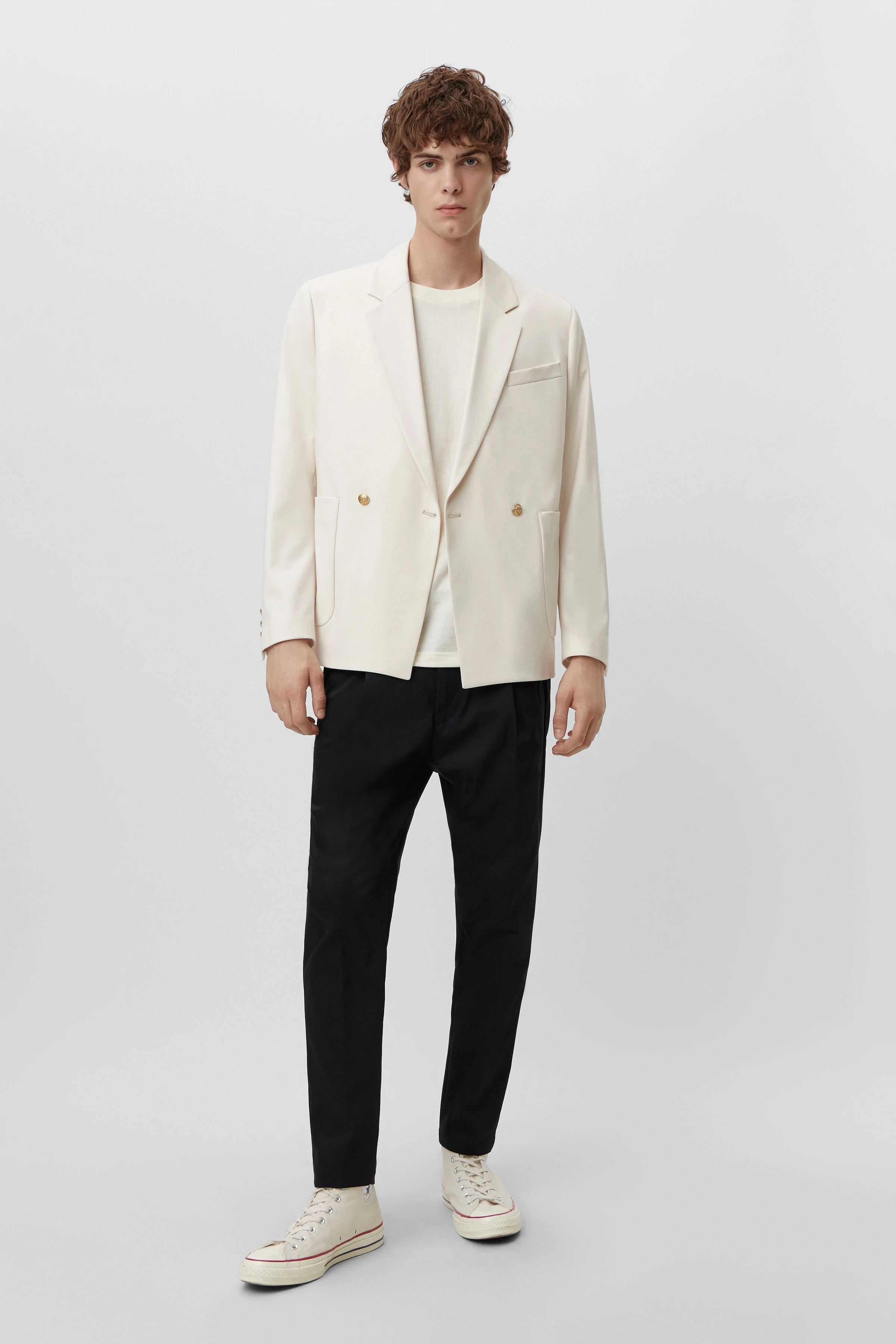 EKBY - Flanell Doppelreiher - Herren - off white - Ganzkörper-Frontansicht