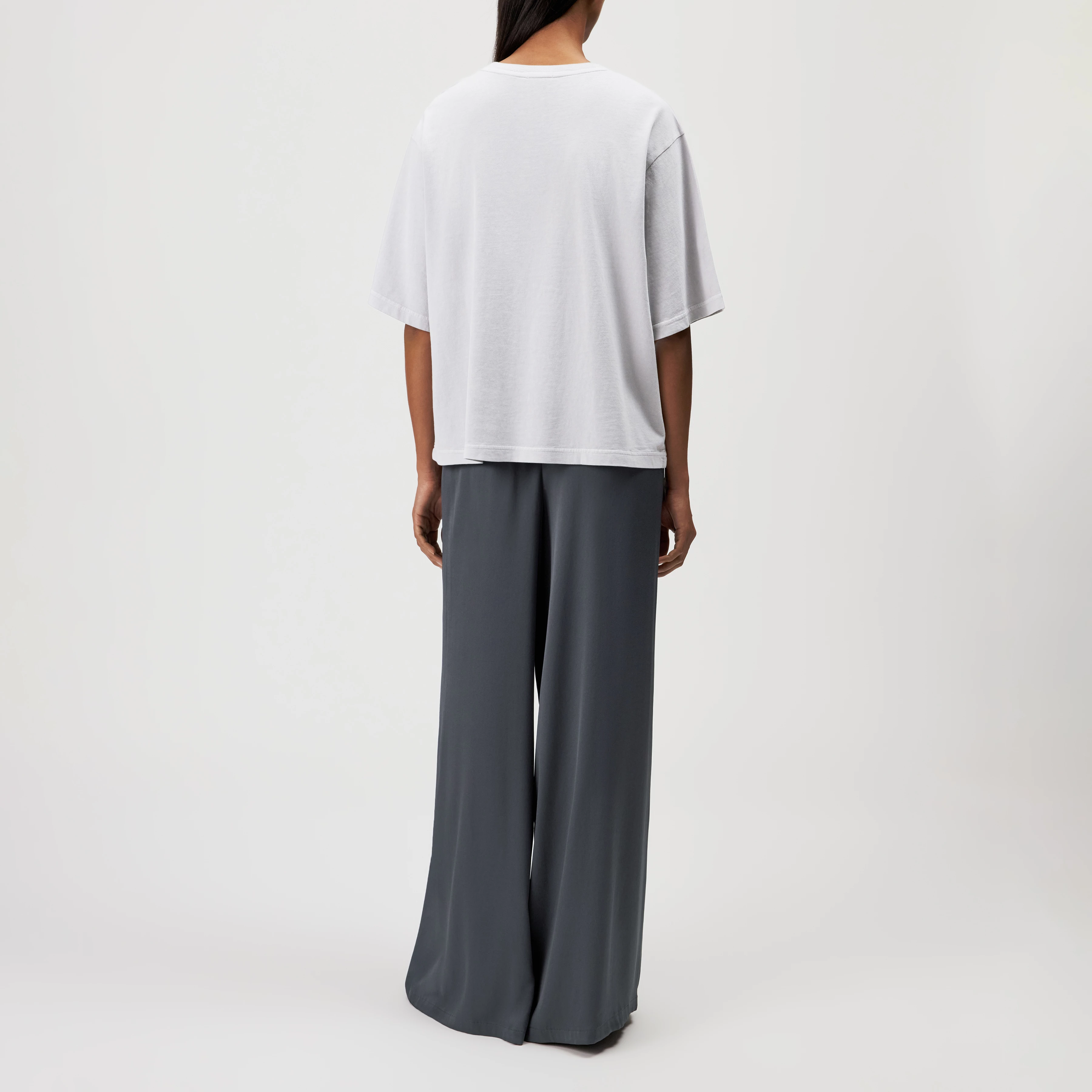 PINARA - T-shirt oversize ample en coton pur - women - gris - Rückansicht
