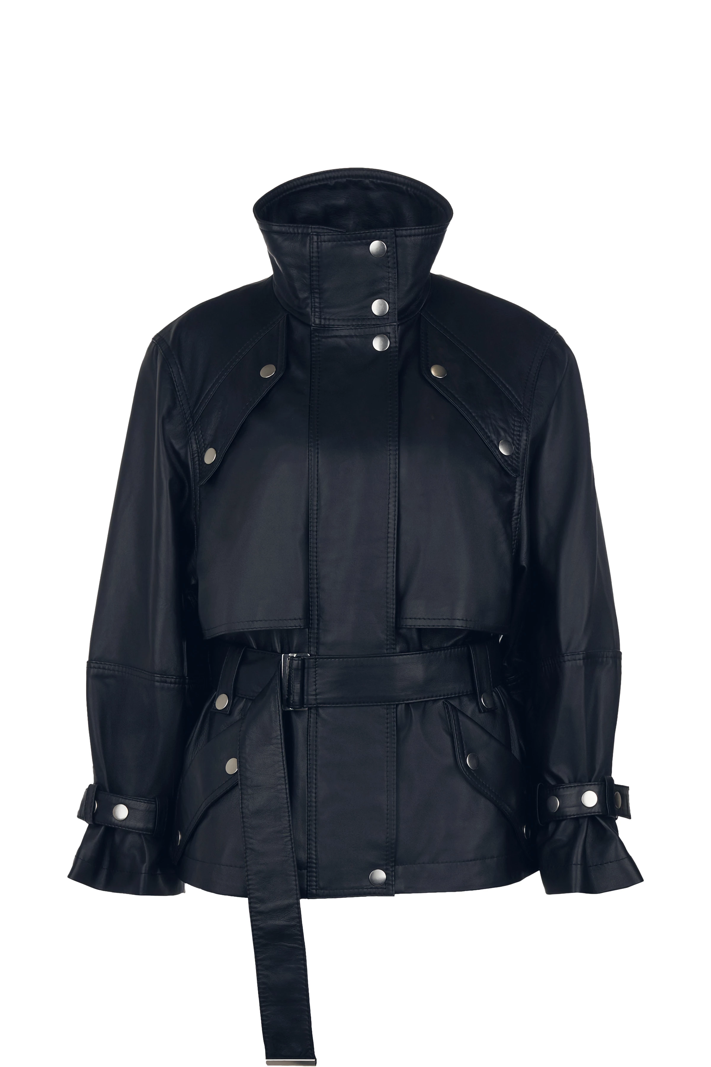 KENSAL - parka in soft nappa leather - women - Natural Aluminium - Freisteller Frontansicht