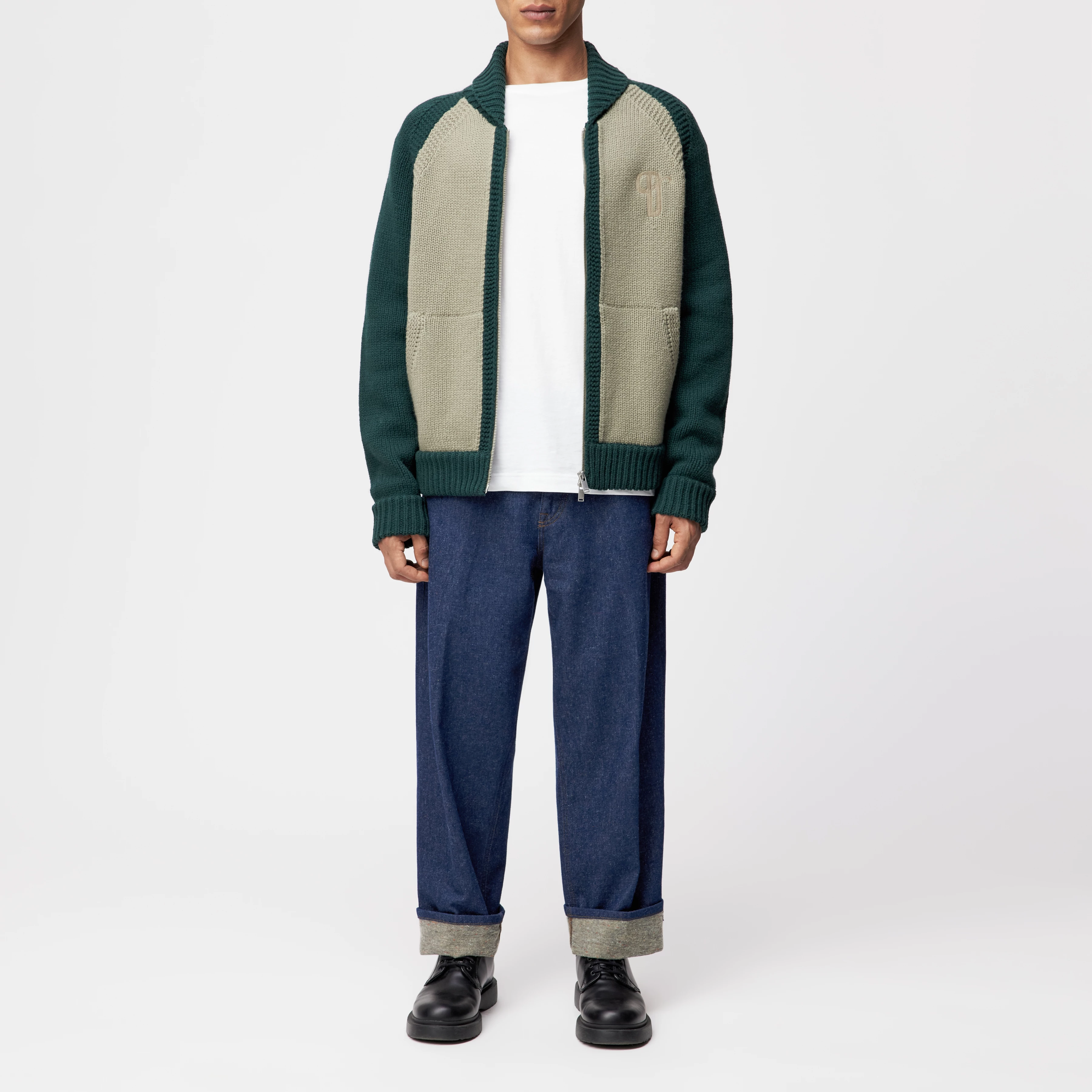 LAKYN - Strickjacke in Lammwolle - Herren - grün - Ganzkörper-Frontansicht