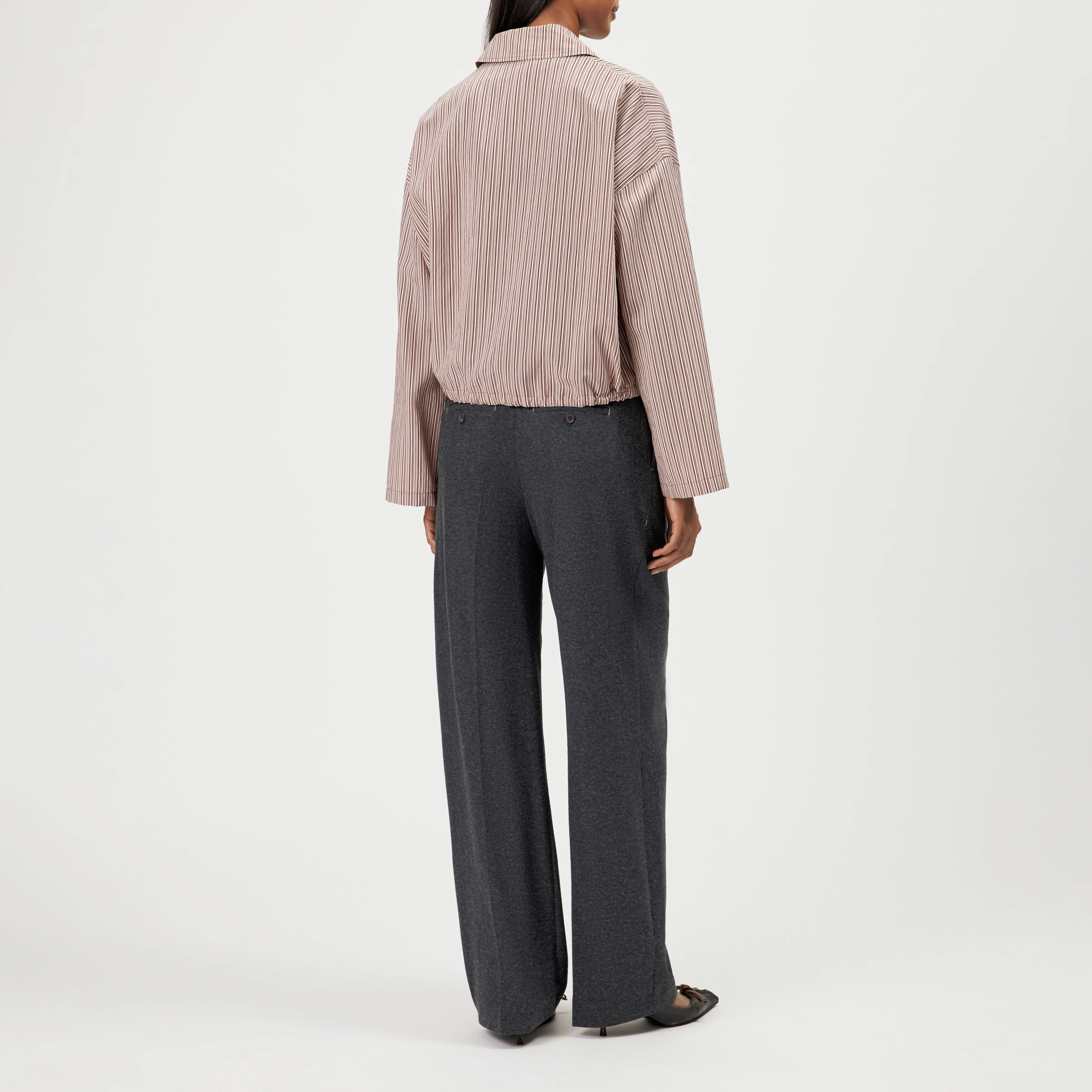 FIONEL - Cropped drawstring shirt blouse - women - brown - Rückansicht
