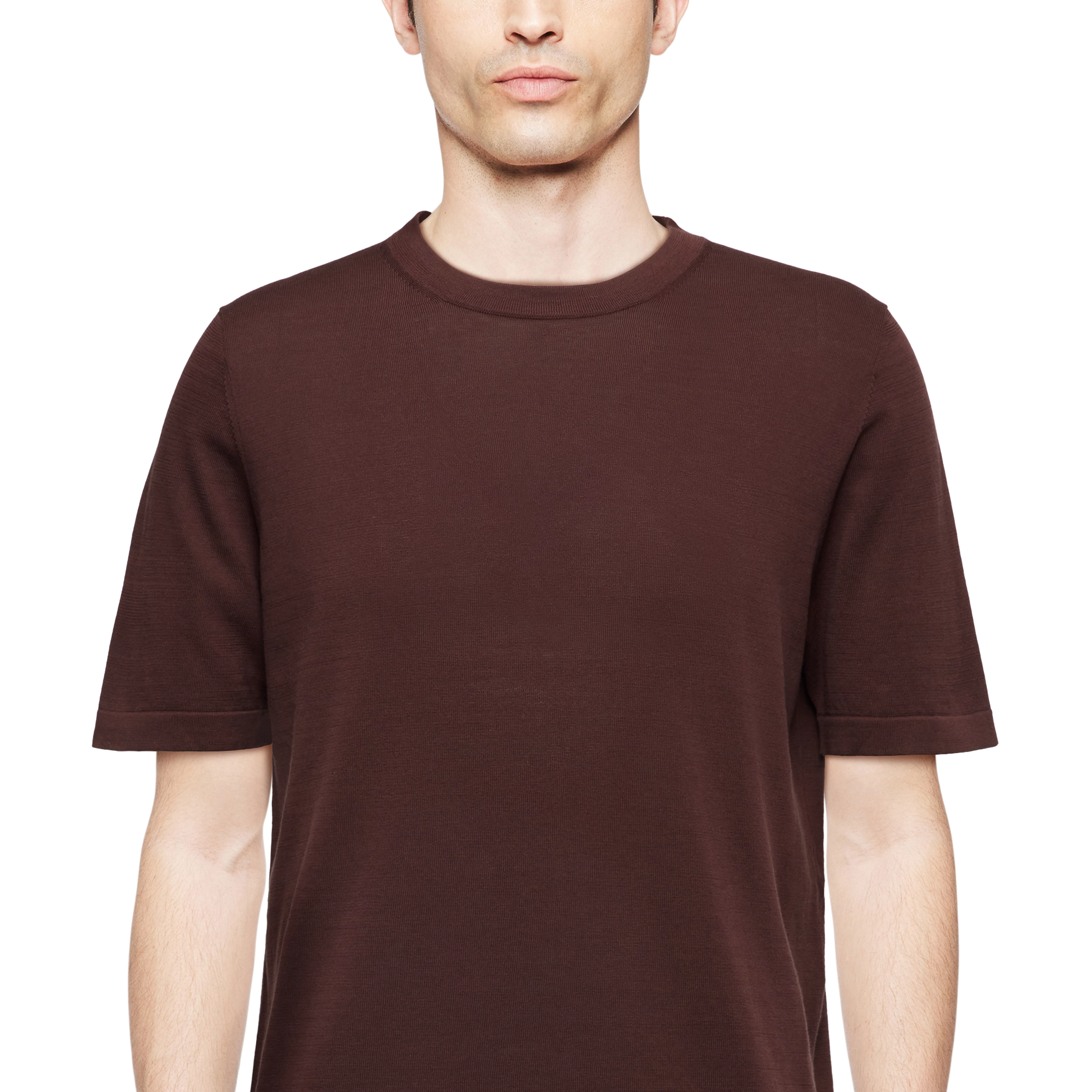 VALENTIN - T-shirt in mercerised cotton - men - red - Detailansicht am Model