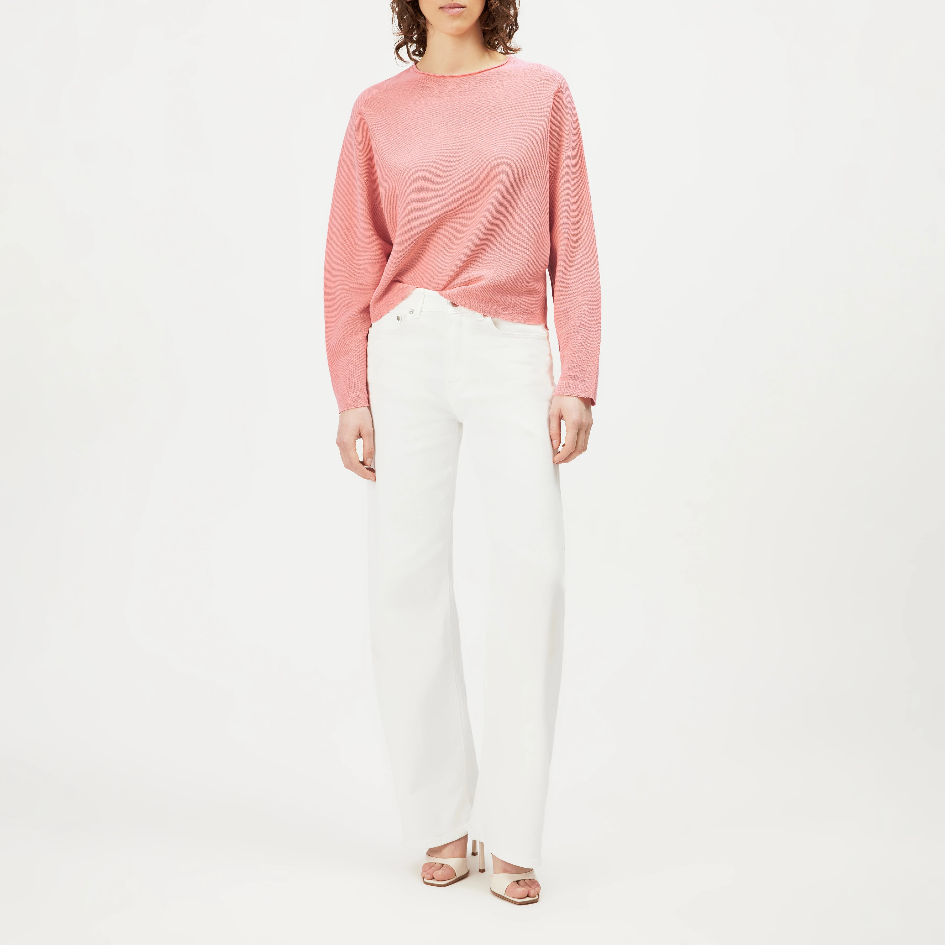 MEAMI - Cropped egg-shape pullover in pure cotton - women - orange - Ganzkörper-Frontansicht
