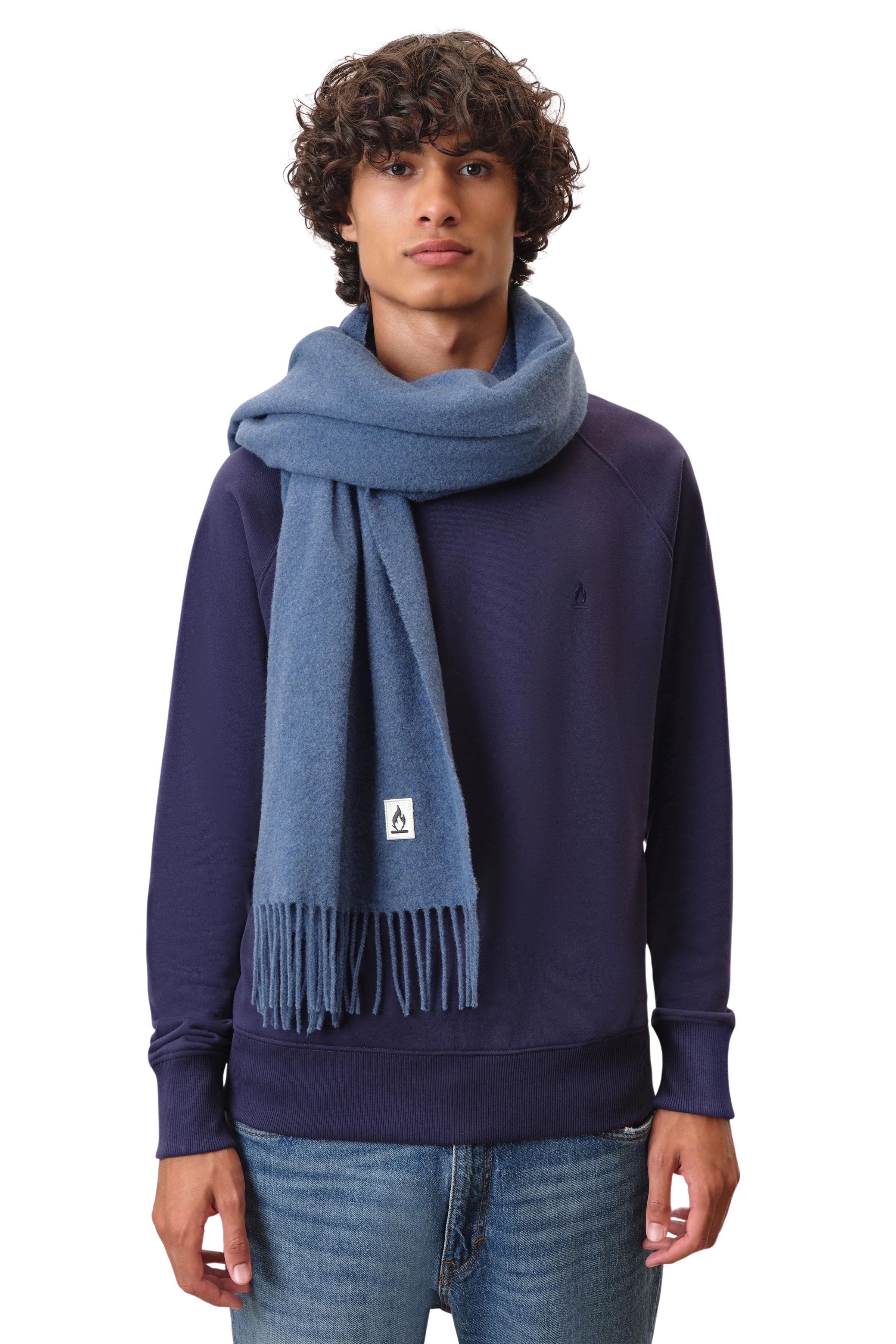 GAZE - Schal in reiner Wolle - Unisex - blau - Frontansicht