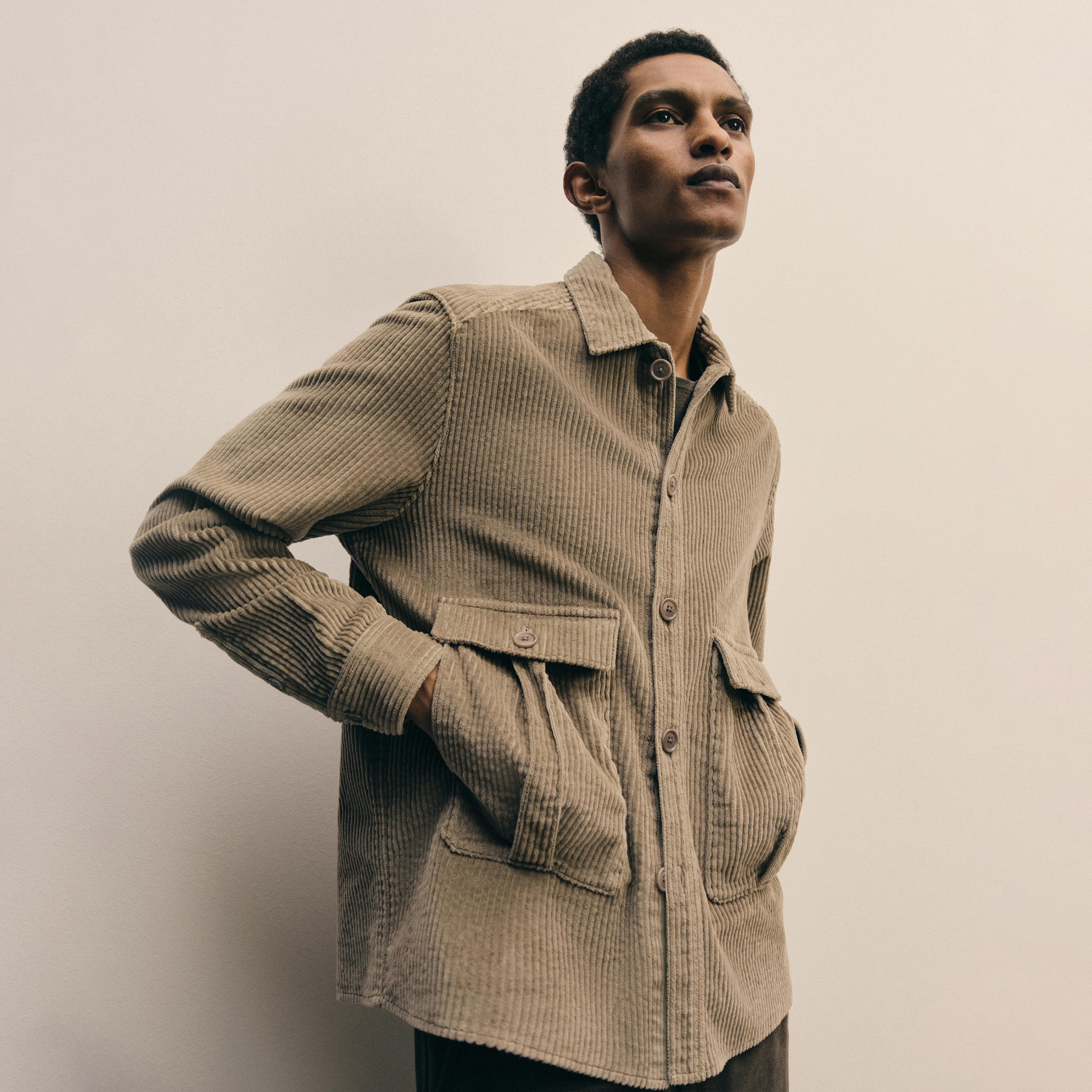 LIEWA - Overshirt in Baumwoll-Breitcord - Herren - beige