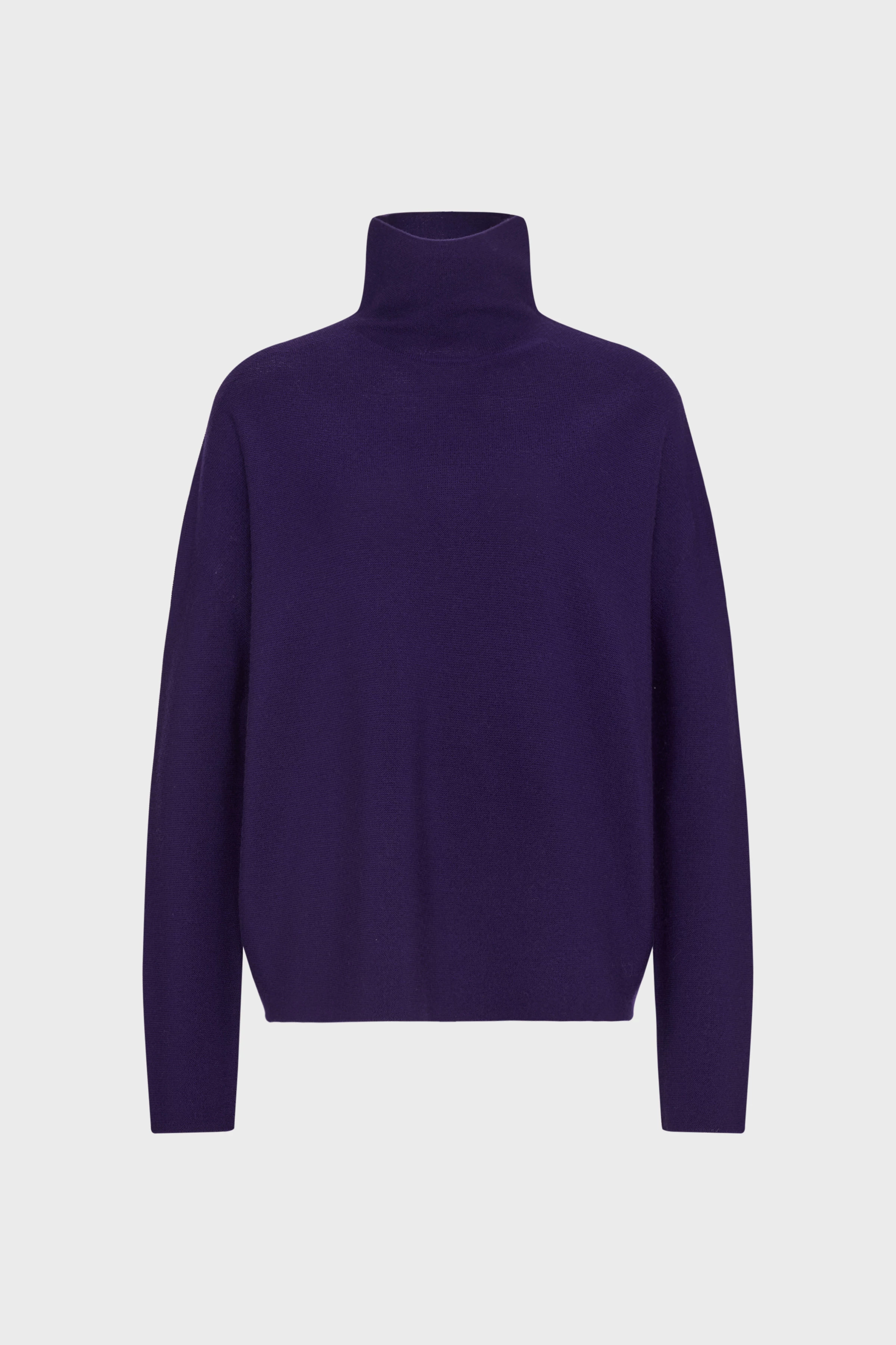 LIORA - Egg-shape turtleneck sweater in merino wool - women - purple - Freisteller Frontansicht