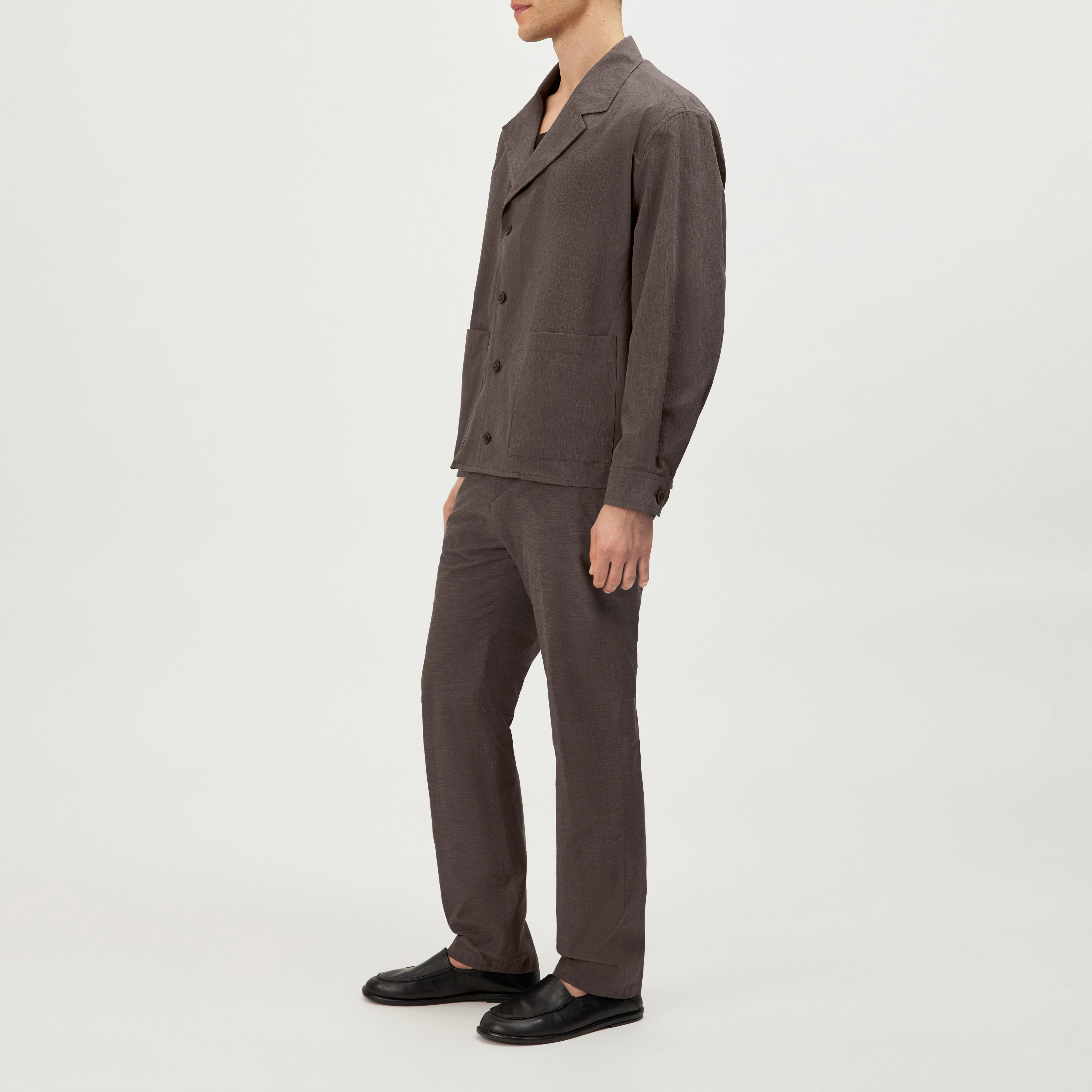 JASHI - Relaxed cotton blazer - men - brown - Seitenansicht
