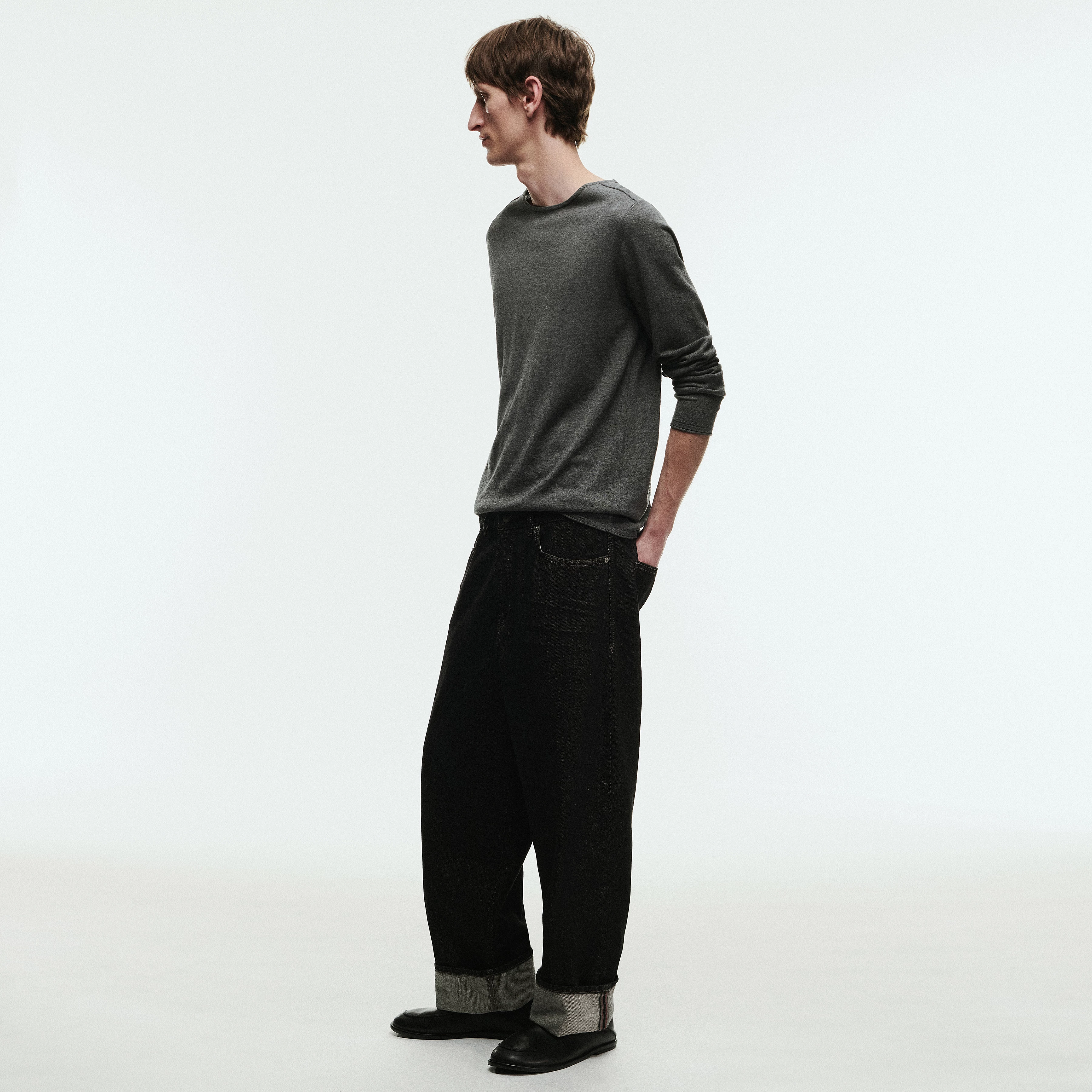 RAWDY_A - Tapered jeans in raw denim look - men - black