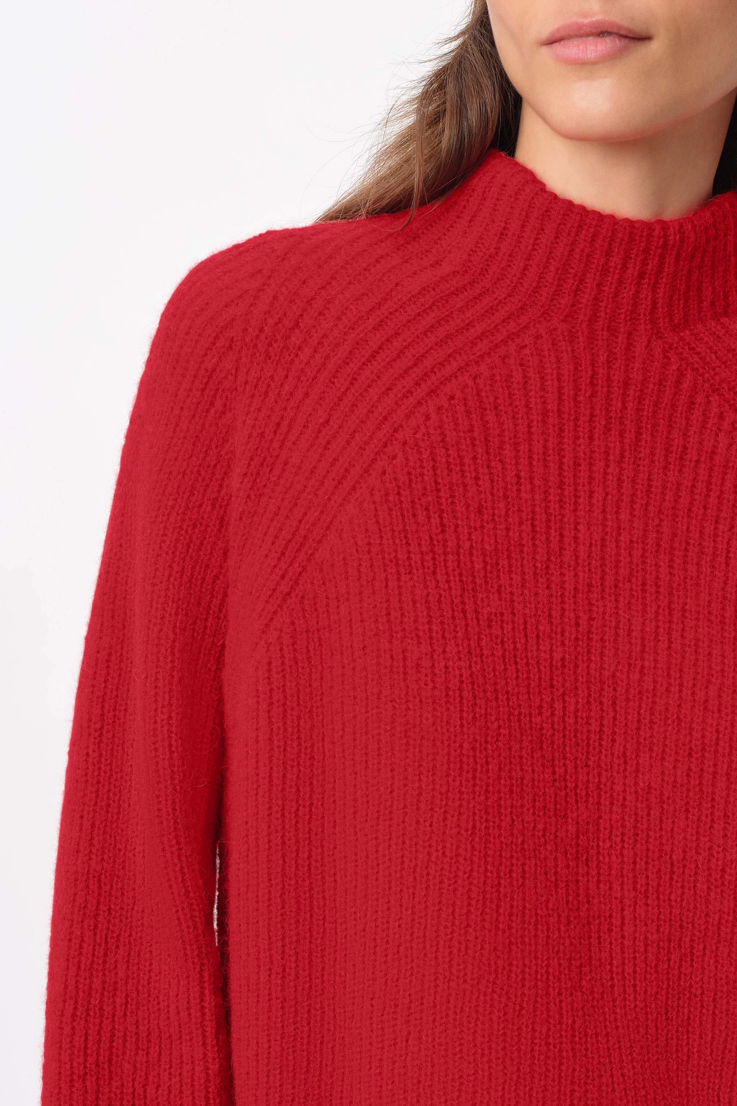 IONYA - Pullover mit Miniturtle in Alpaka-Woll Mix - Damen - rot - Seitenansicht