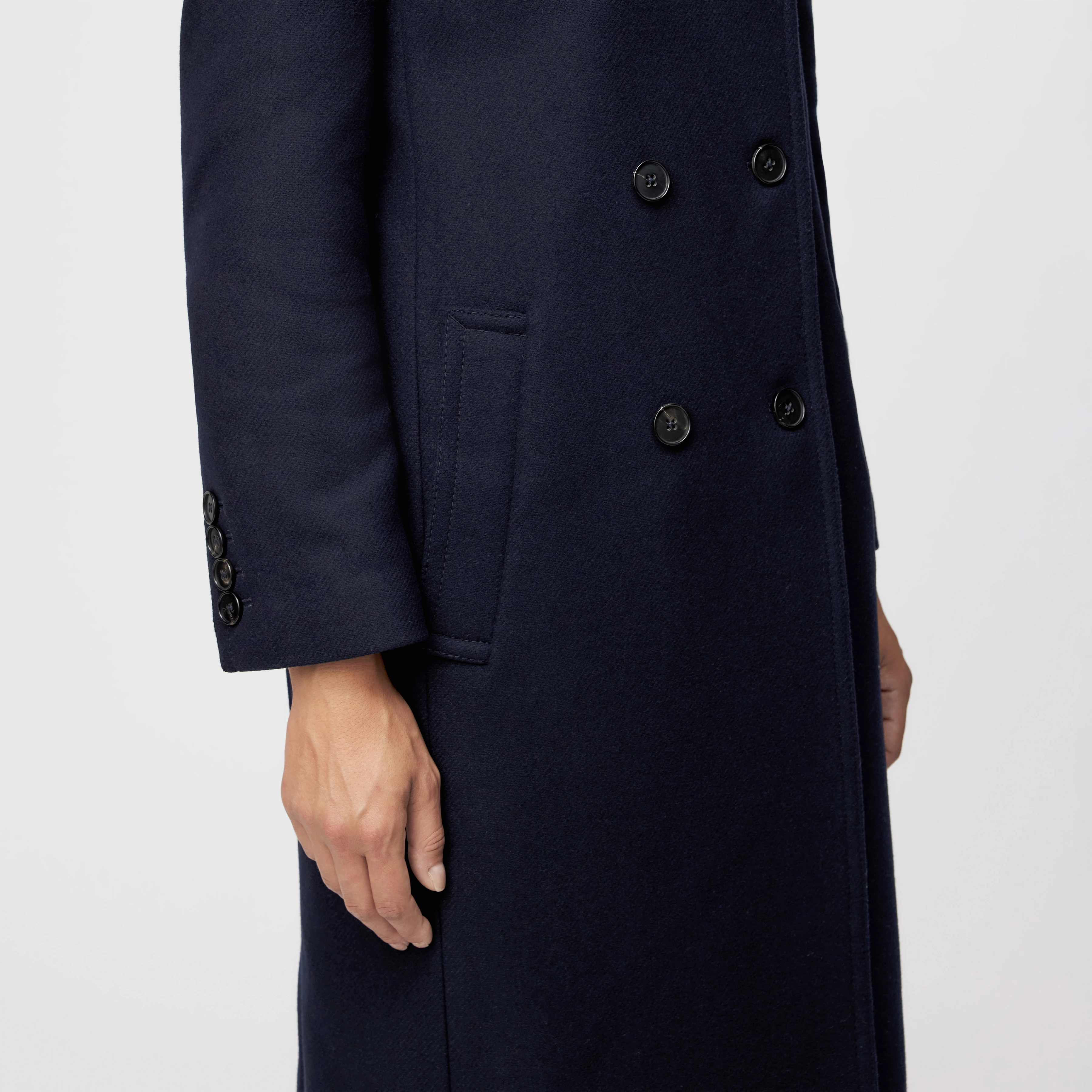 PIETHILL - Uniformmantel in winterlichem Woll-Mix - Damen - blau - Detailansicht am Model