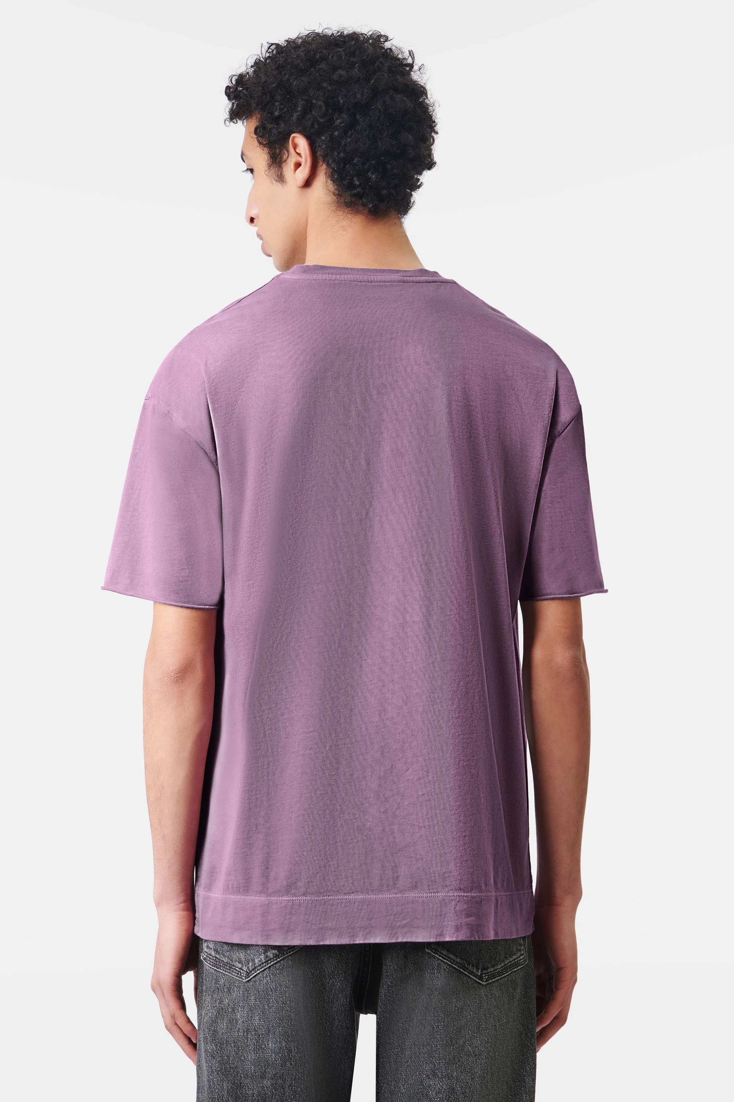 EROS - t-shirt with rolled edge in a washed look - men - purple - Rückansicht