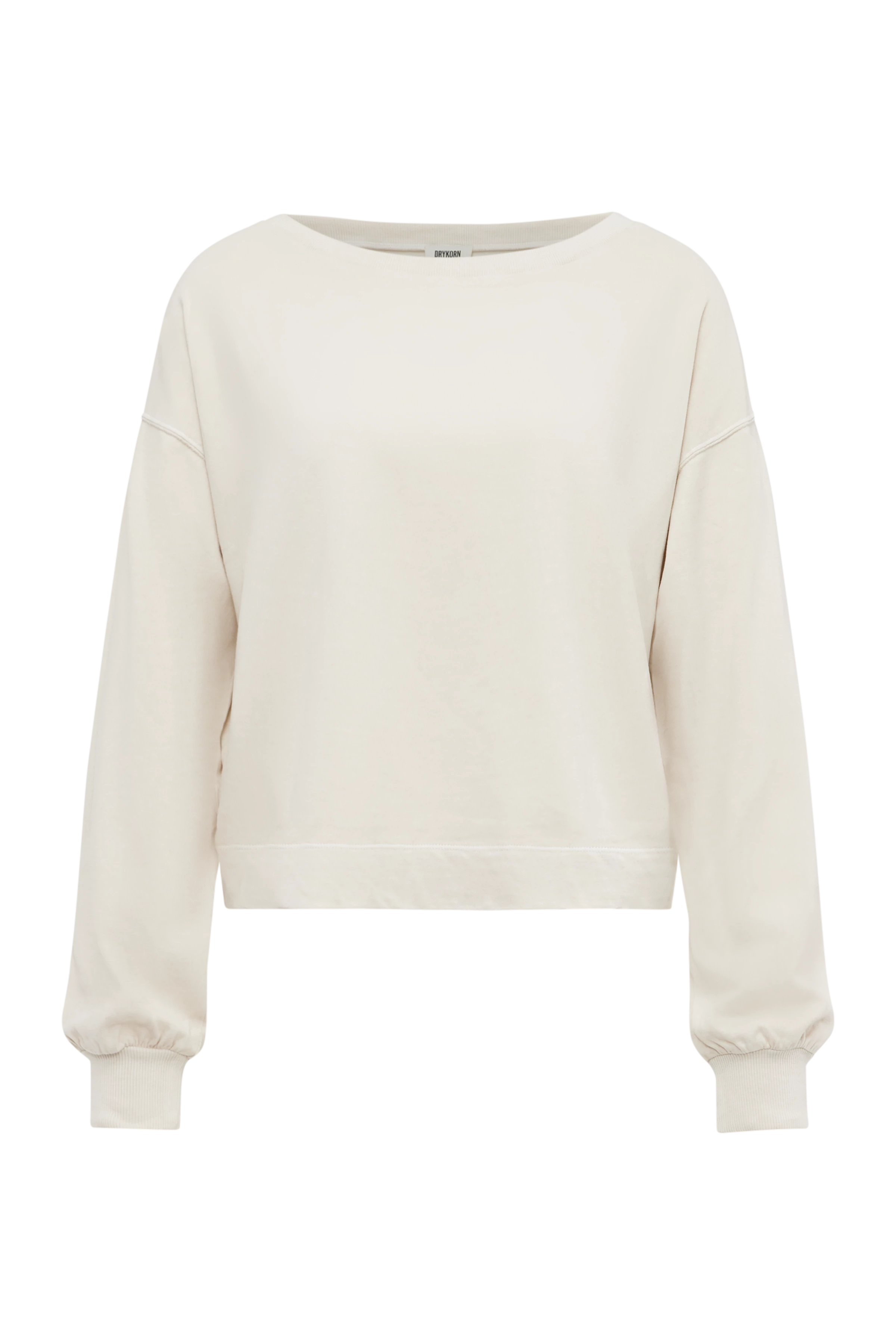 KELANE - Losse longsleeve in gewassen look - dames - beige - Freisteller Frontansicht