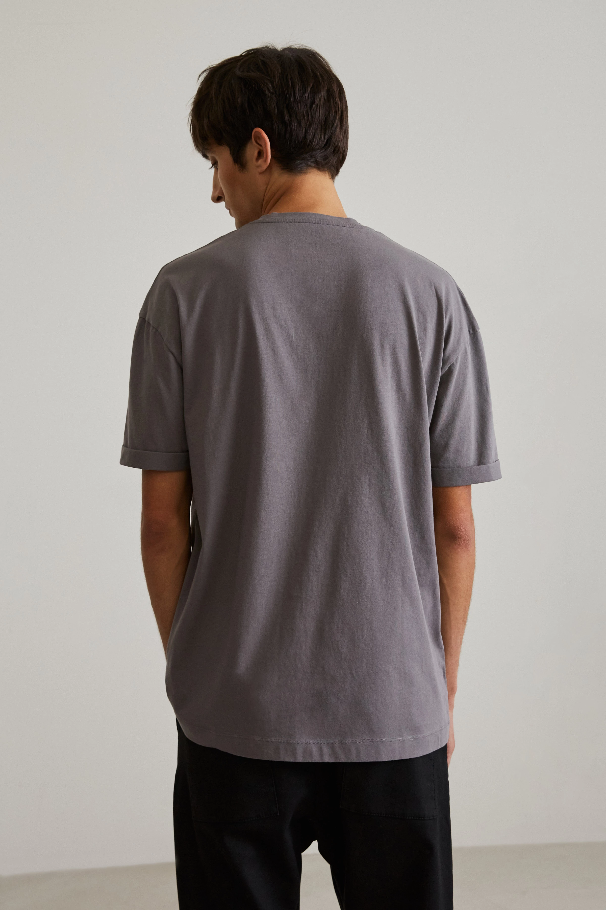 THILO - oversized pure cotton t-shirt - men - grey - Rückansicht