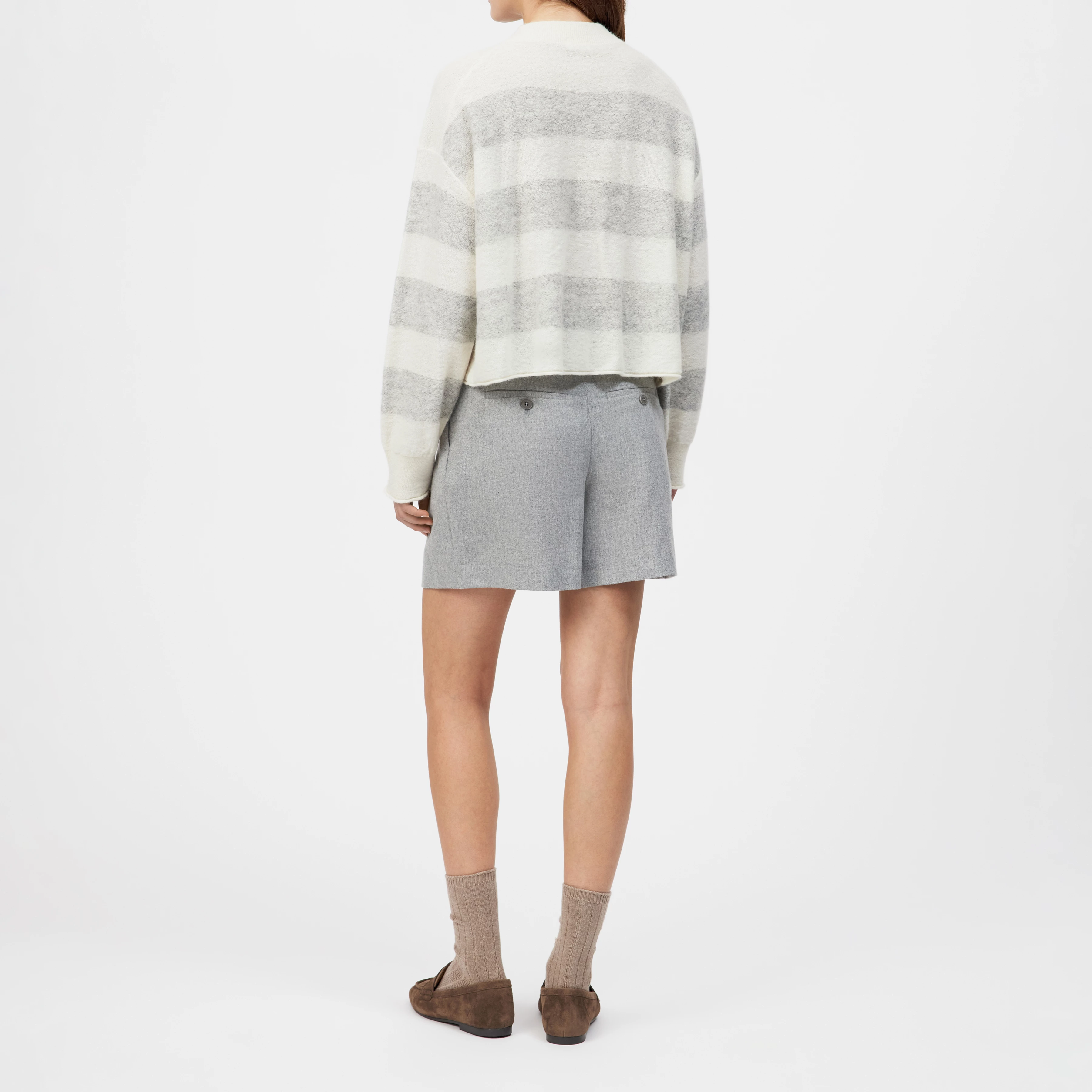 MATHISA - Cropped jumper in alpaca wool blend - women - off white - Rückansicht