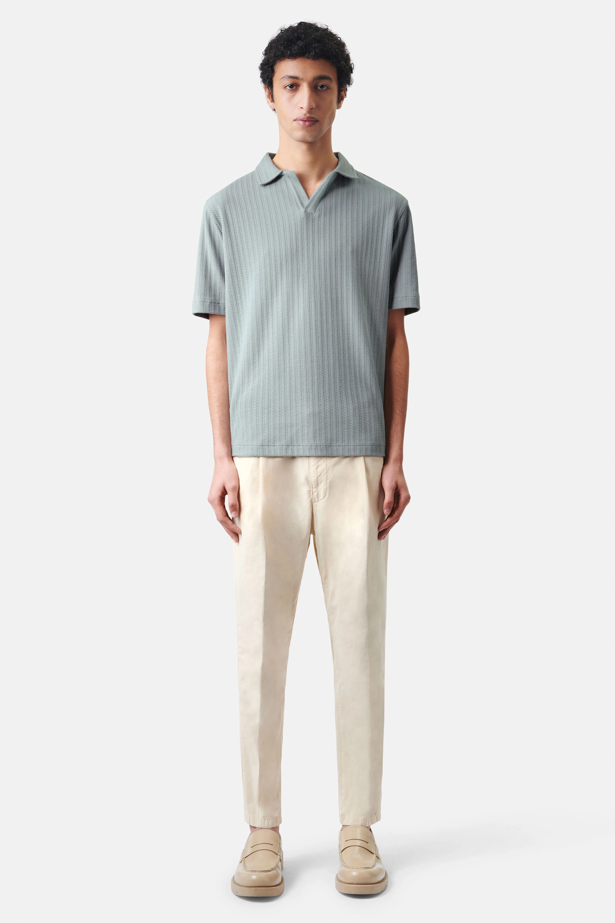 BENEDICKT - regular fit polo van katoenmix - heren - blauw - Ganzkörper-Frontansicht