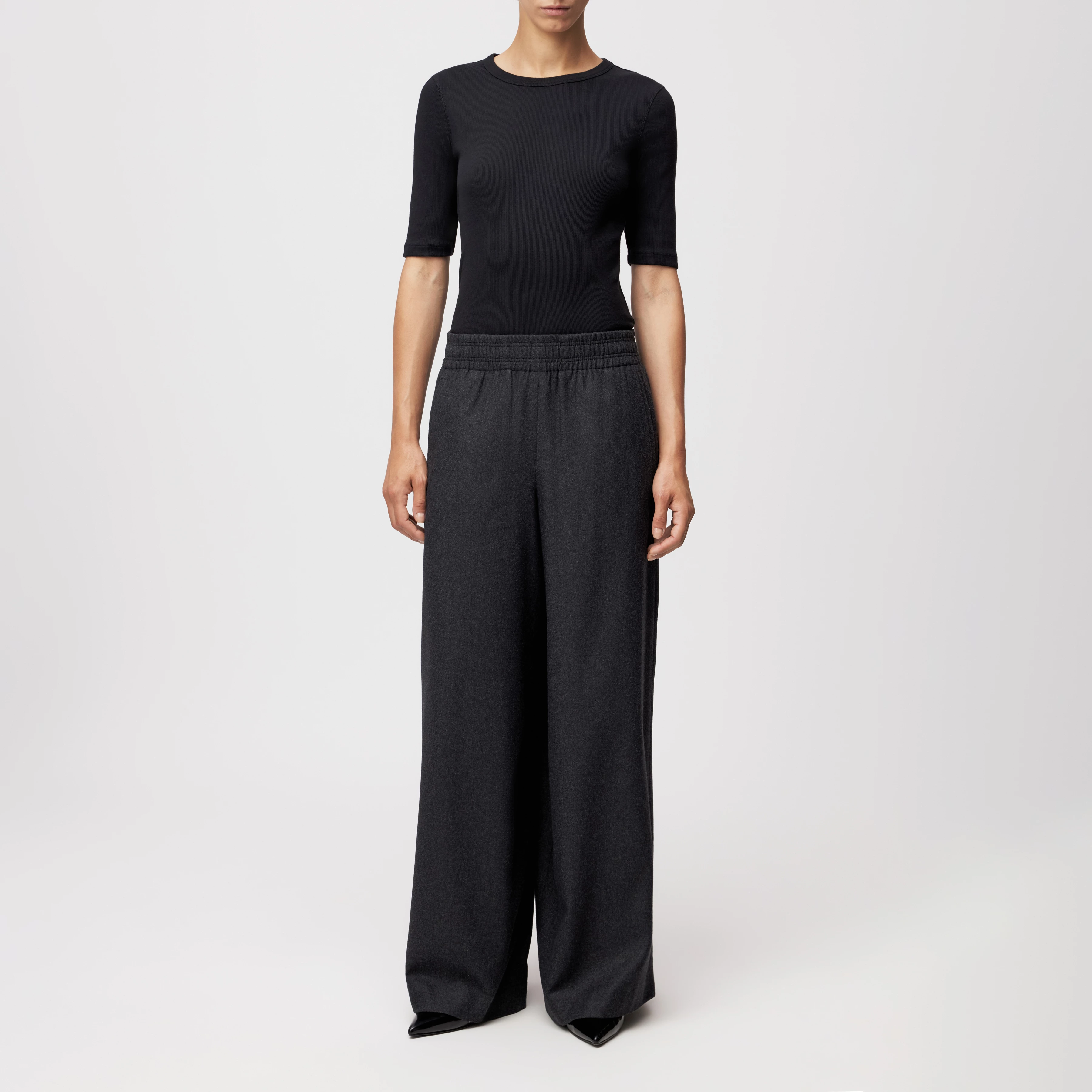 CEILING - Wide trousers in flannel - women - grey - Ganzkörper-Frontansicht