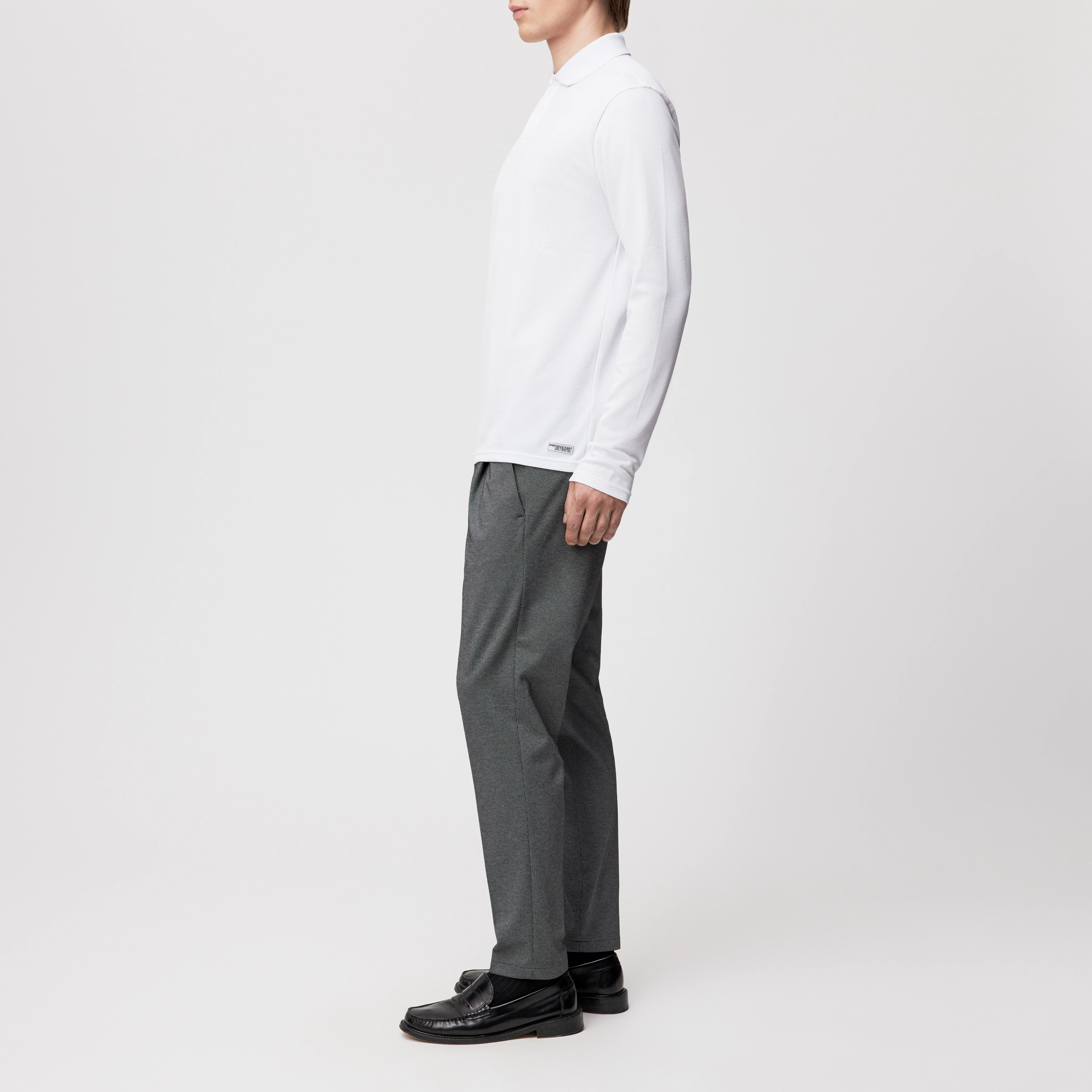 LEVINIO - Polo shirt in piqué texture - men - white - Seitenansicht