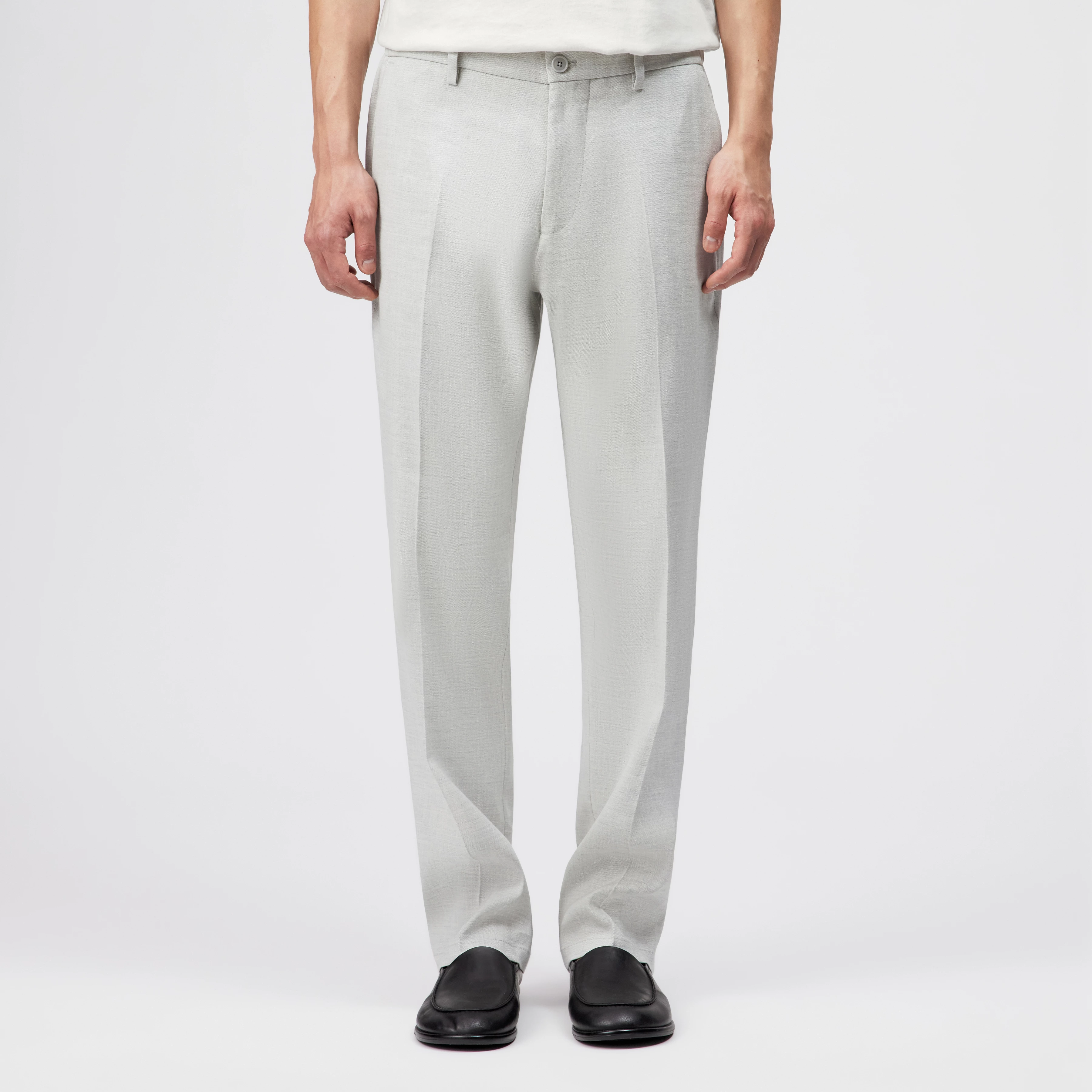 AJEND_RGLR - Tailored trousers in linen blend - men - grey - Frontansicht