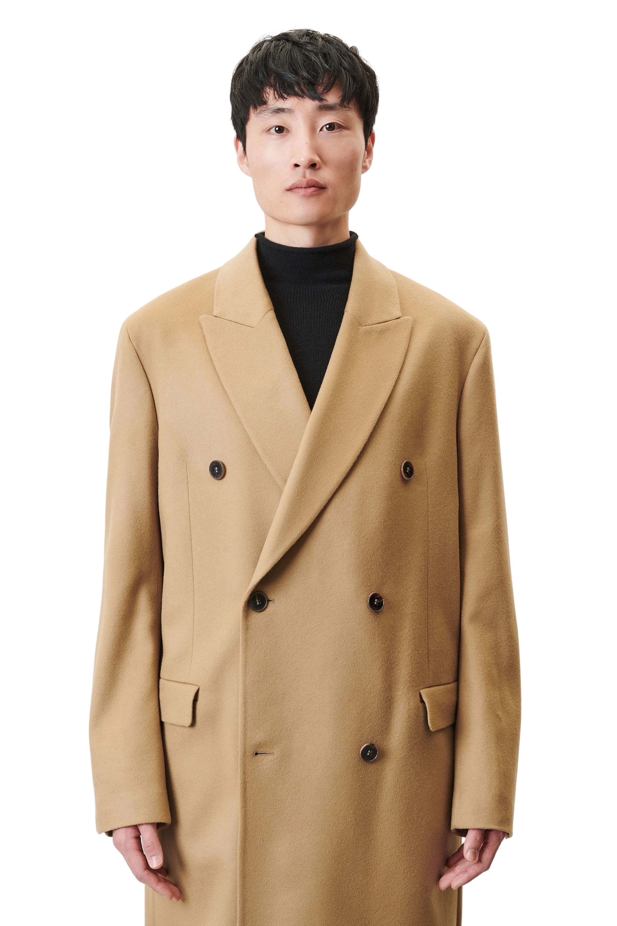 SKYE - Double-breasted lapel coat in cashmere mix - men - brown - Frontansicht