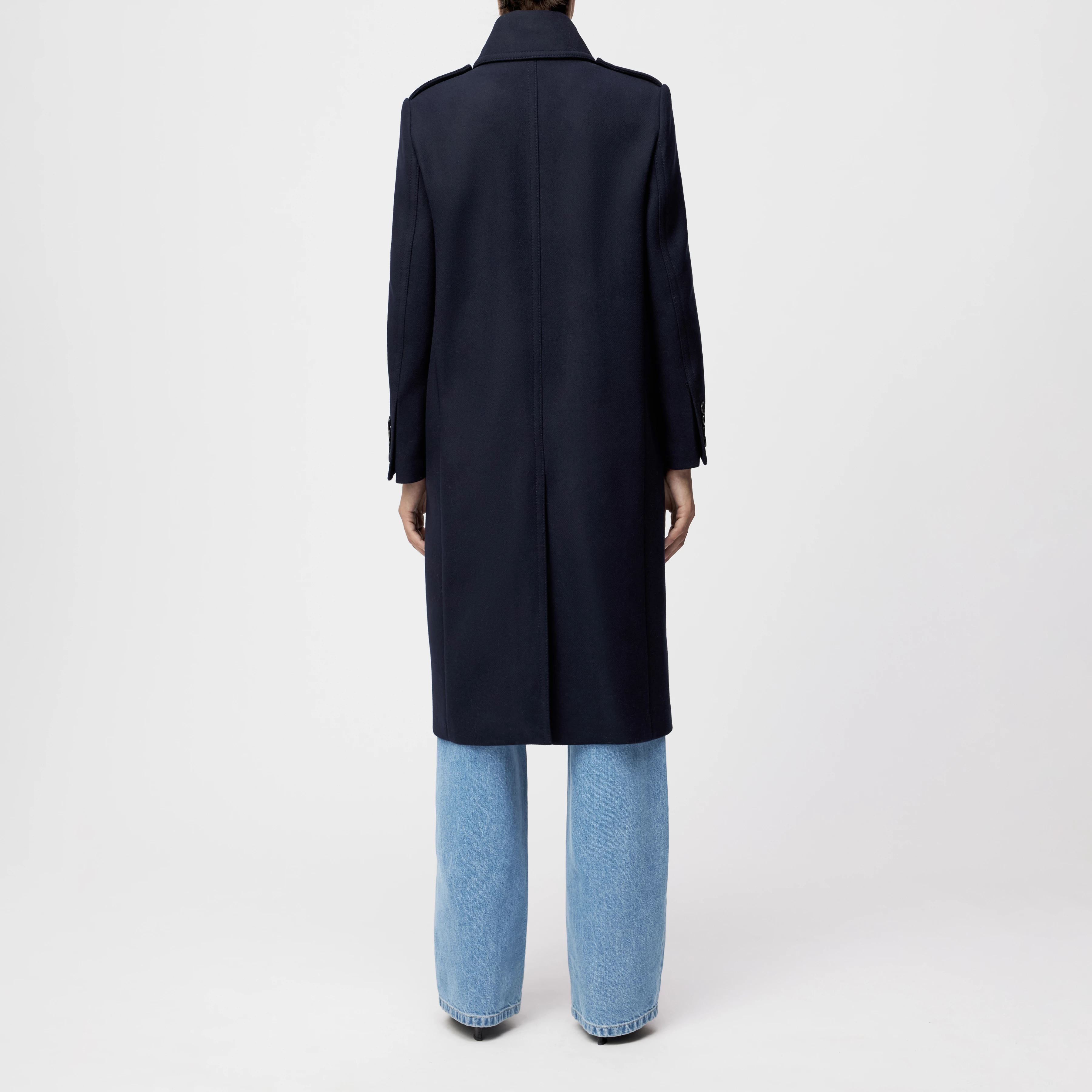 PIETHILL - Uniformmantel in winterlichem Woll-Mix - Damen - blau - Seitenansicht