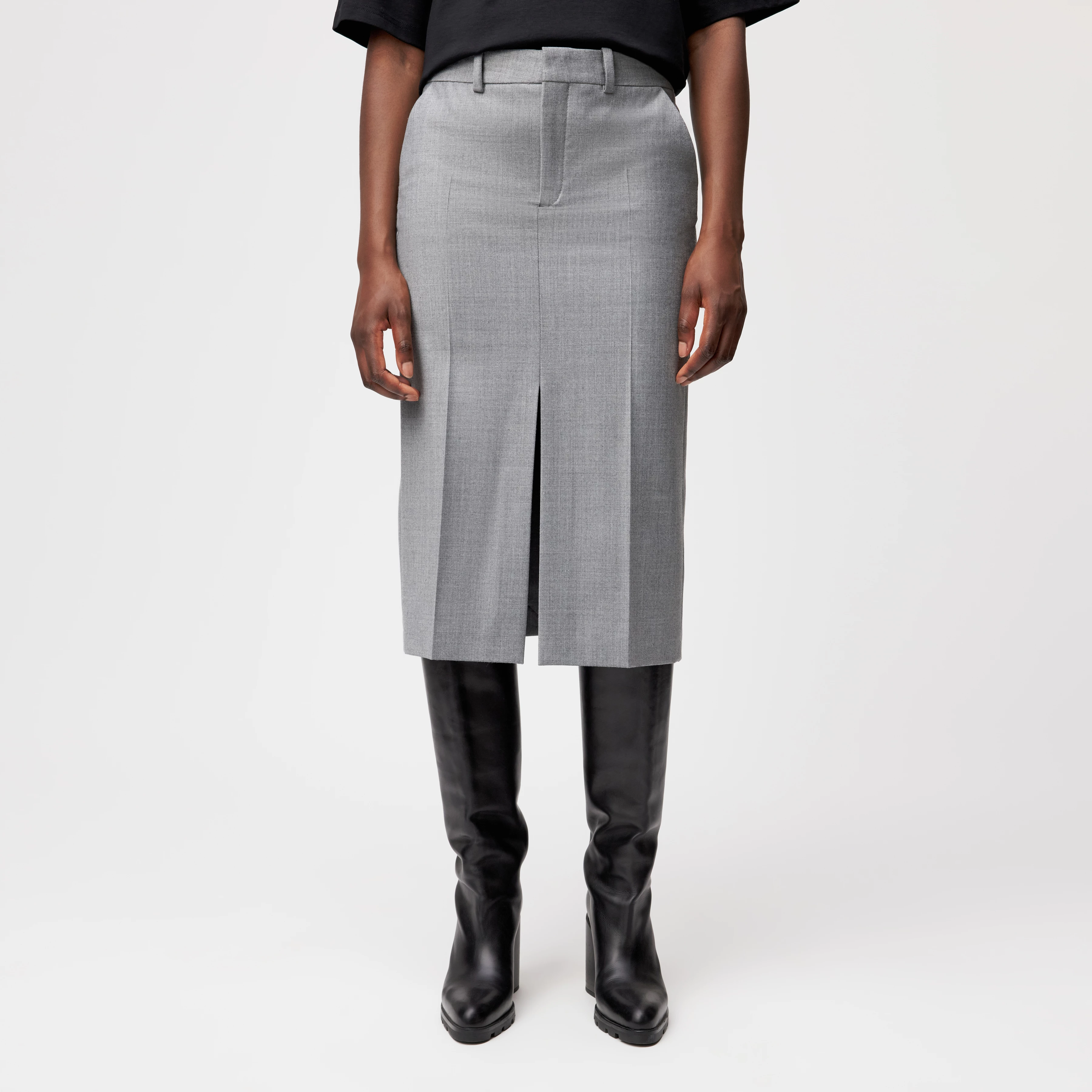 NJOLA - Hosenrock in Woll-Mix - Damen - grau - Frontansicht