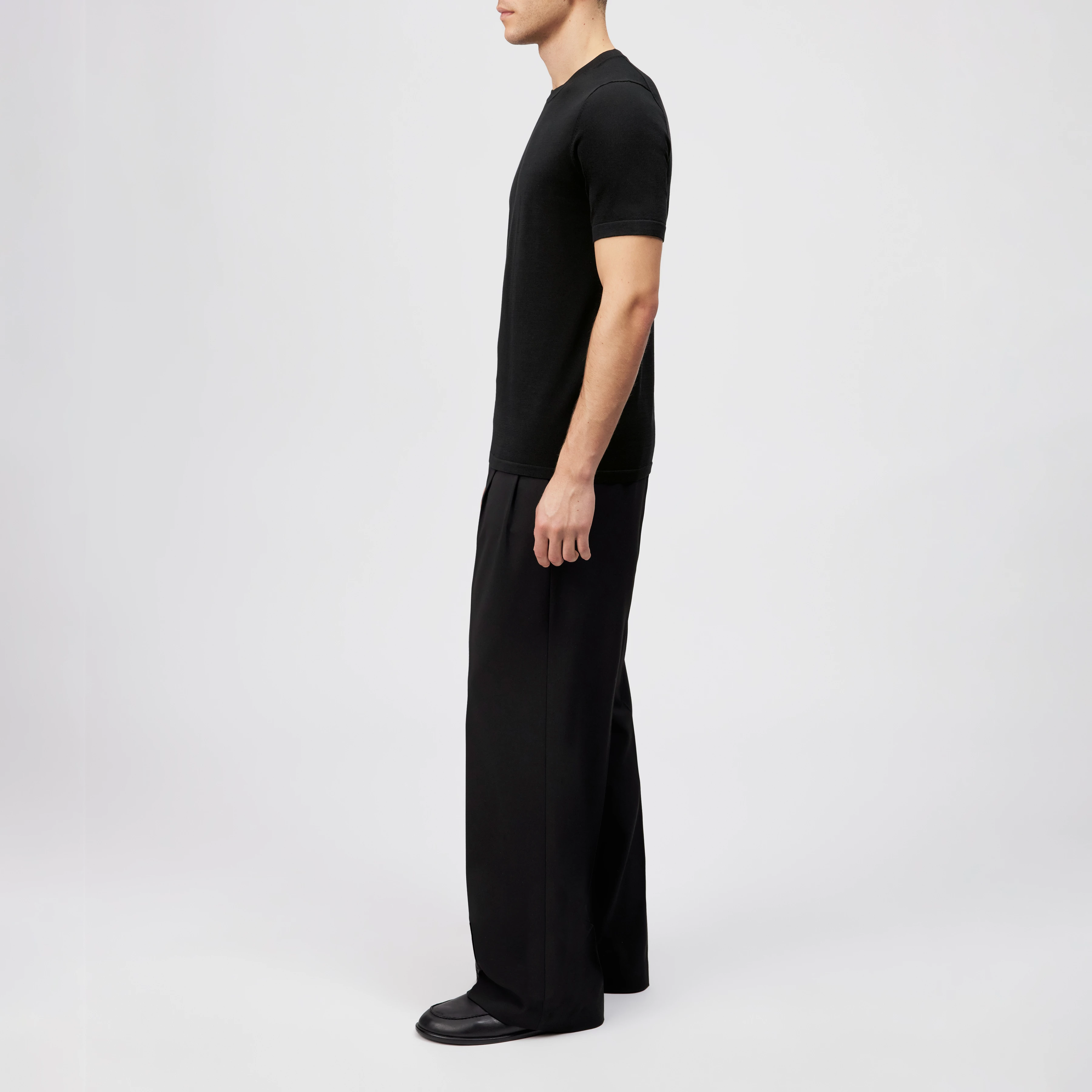 VALENTIN - T-shirt in mercerised cotton - men - black - Seitenansicht