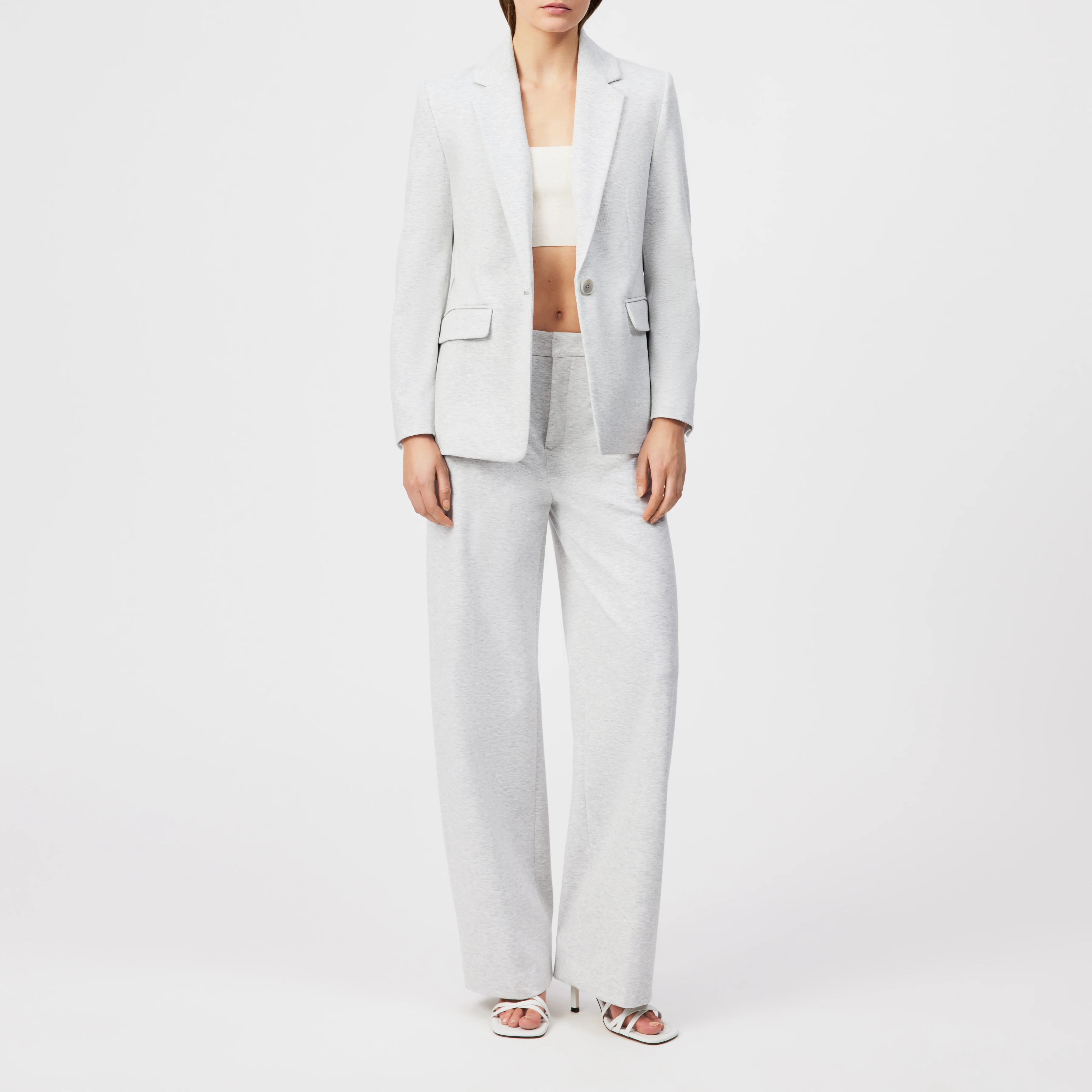 ATLIN_2 - Einknopf-Blazer in Jersey mit Dessin - Damen - grau - Ganzkörper-Frontansicht