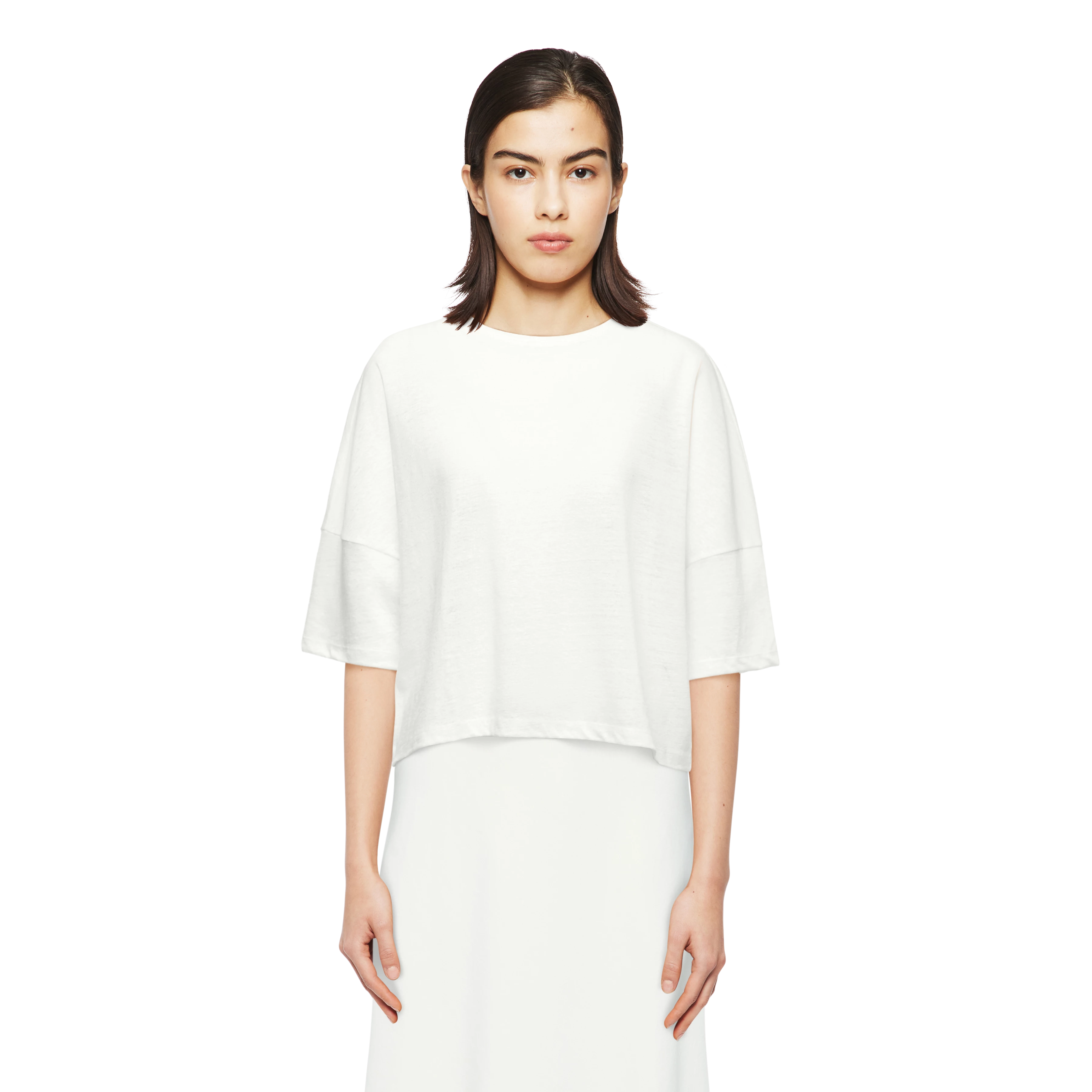 KUSIA - Cropped T-shirt in linen - women - off white - Frontansicht