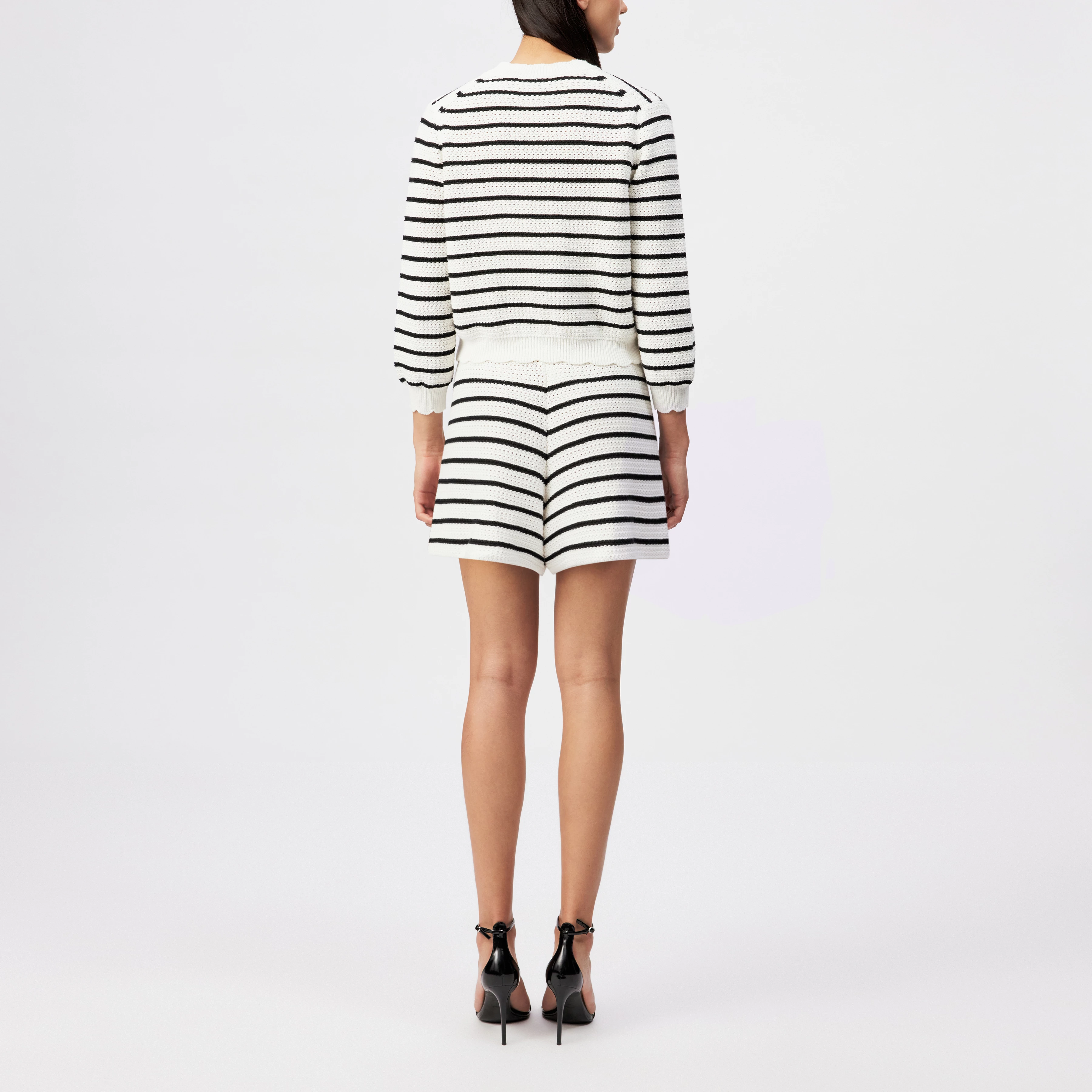 FRANCY - Striped cardigan in pure cotton - women - off white - Rückansicht
