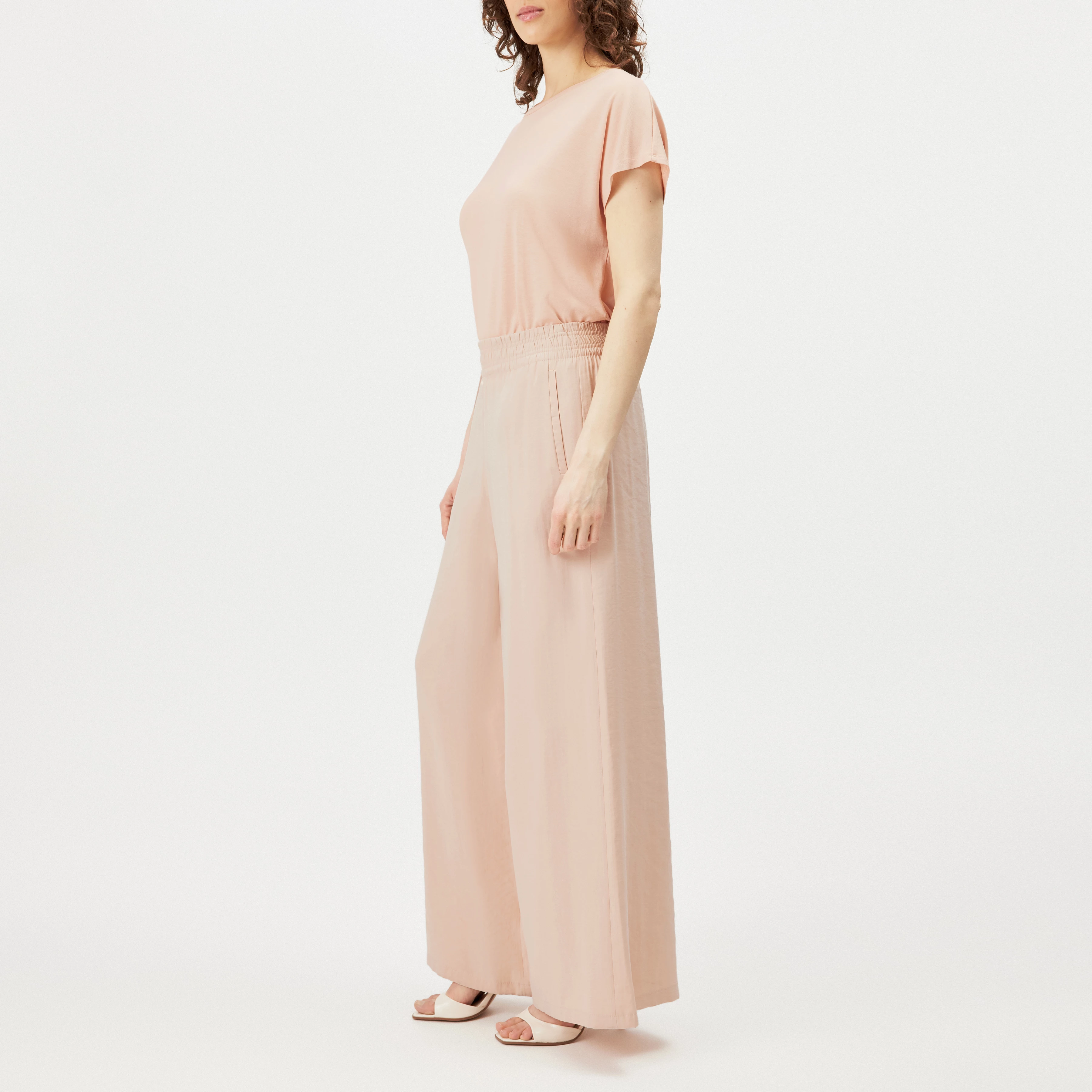 CEILING - Pantalon ample en twill fluide. - women - orange - Seitenansicht