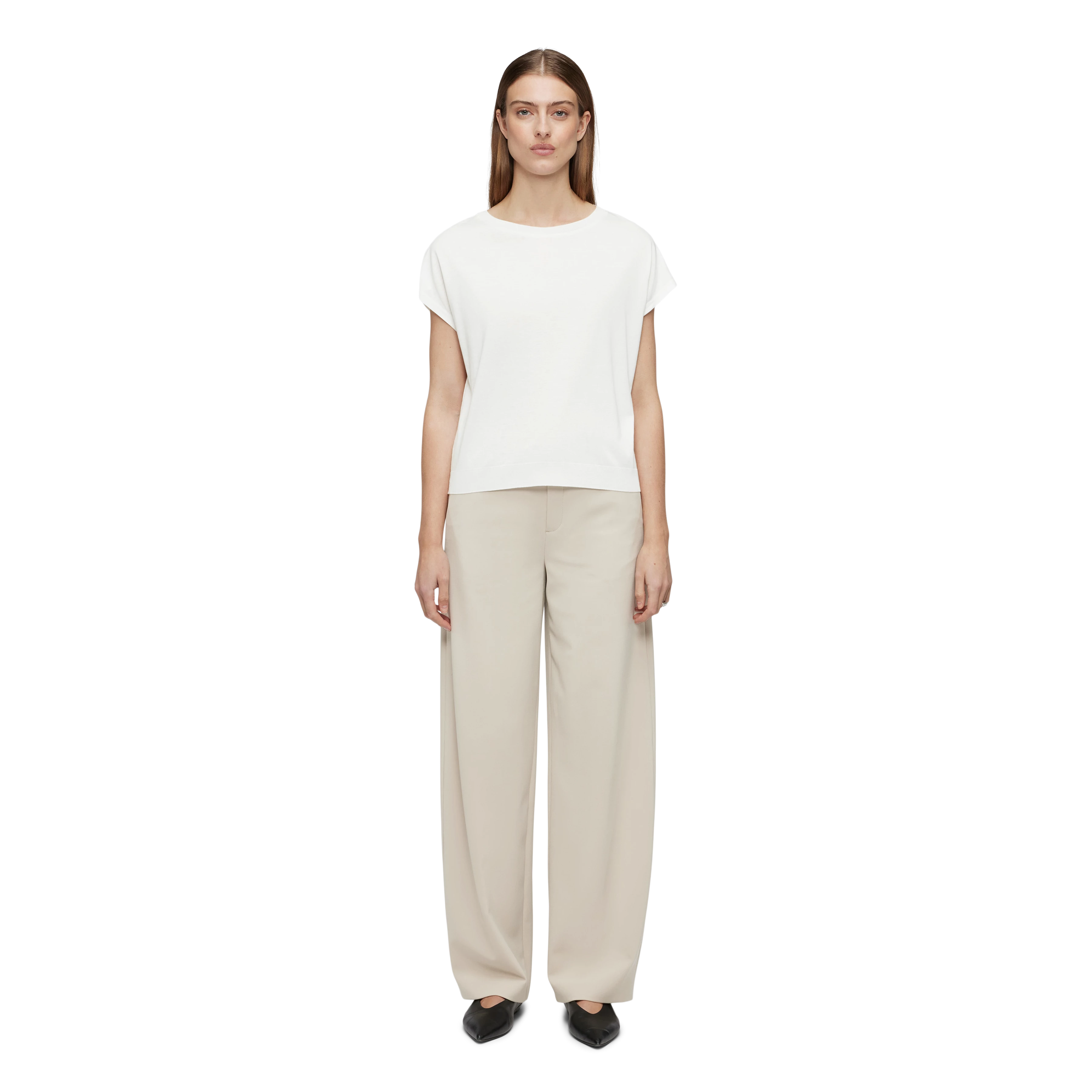 VANOPE - T-shirt in lyocell-katoenmix - dames - off white - Ganzkörper-Frontansicht