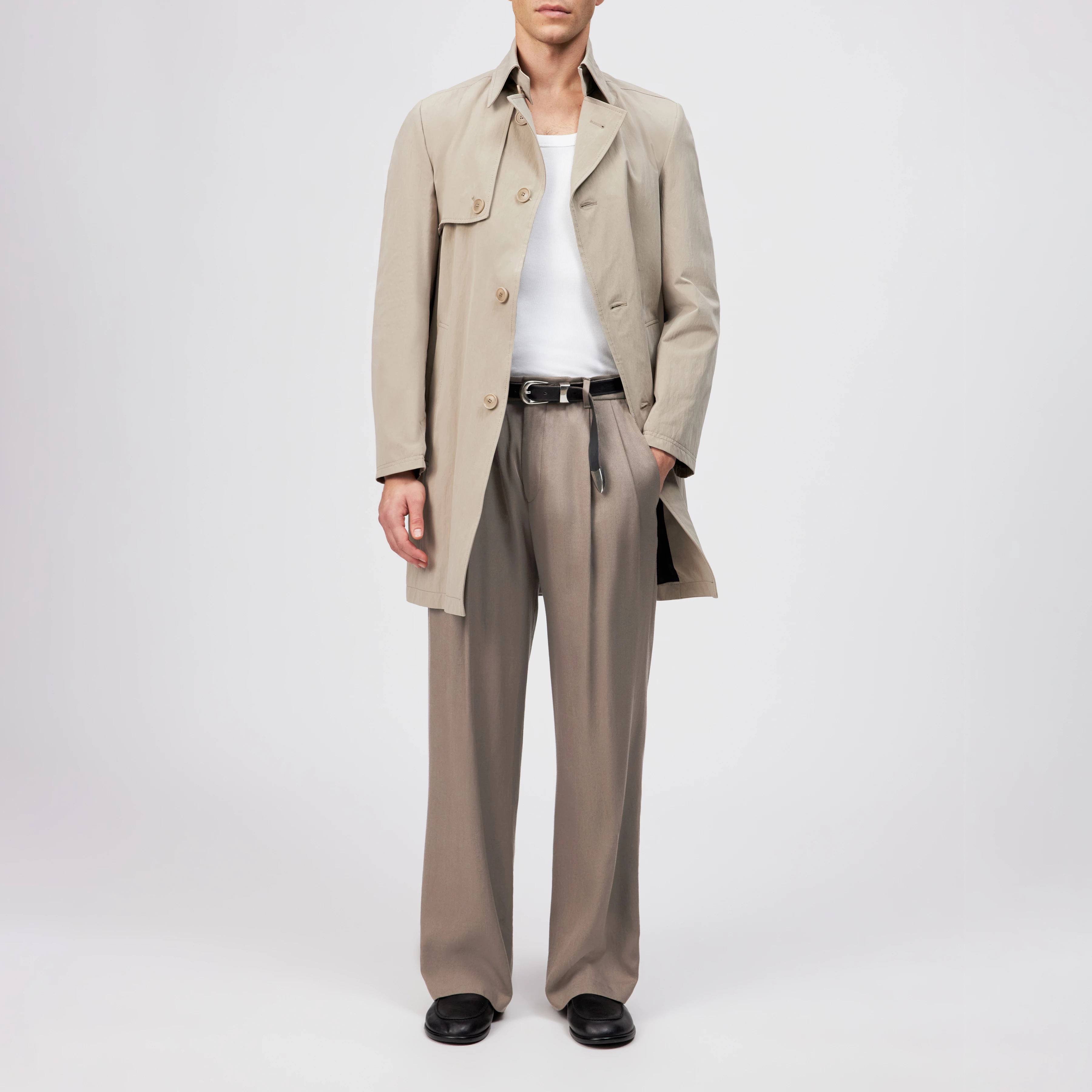SKOPJE_C - Cotton blend trench coat - men - beige - Ganzkörper-Frontansicht