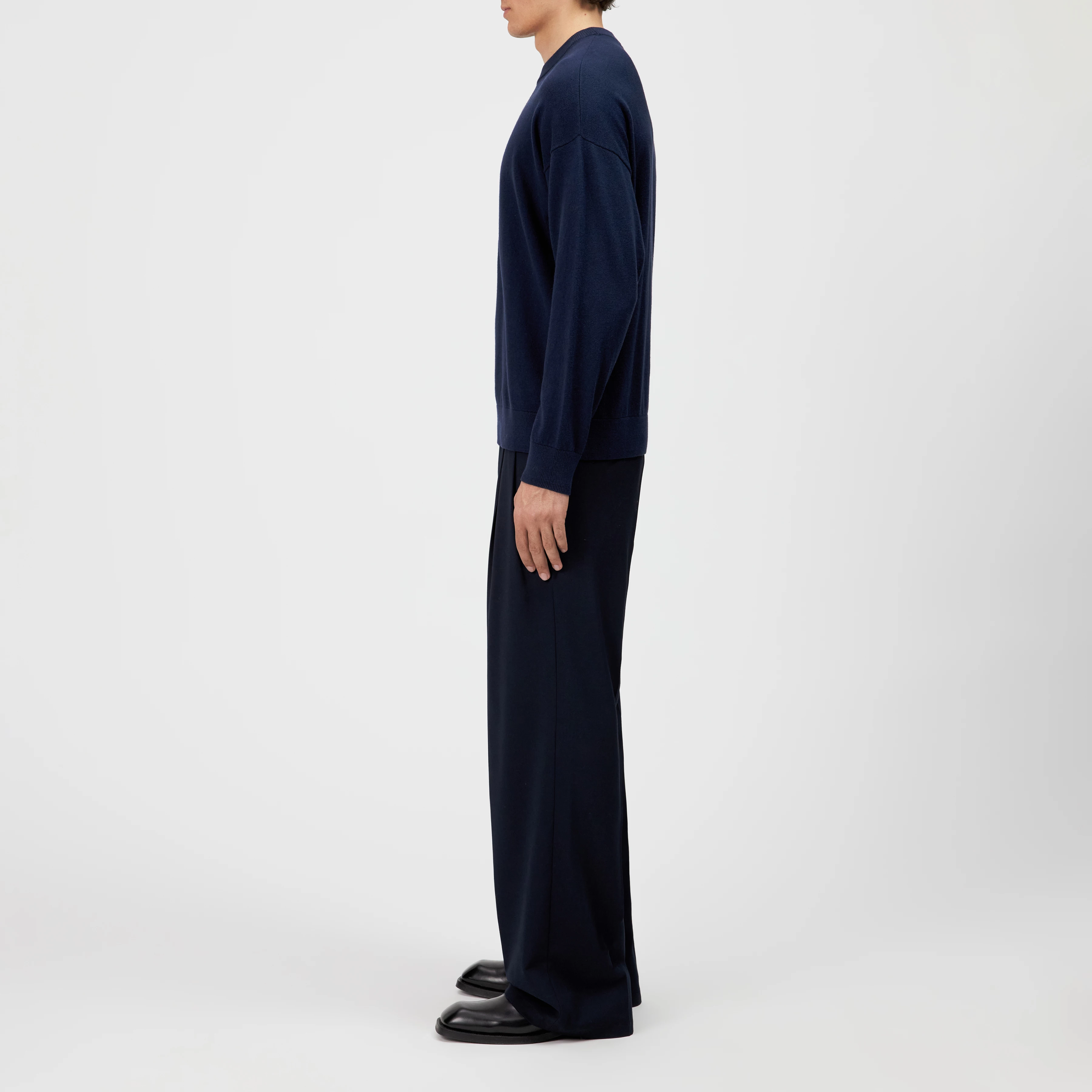 VALDRIK - Ronde hals trui in boxy fit - heren - blauw - Seitenansicht