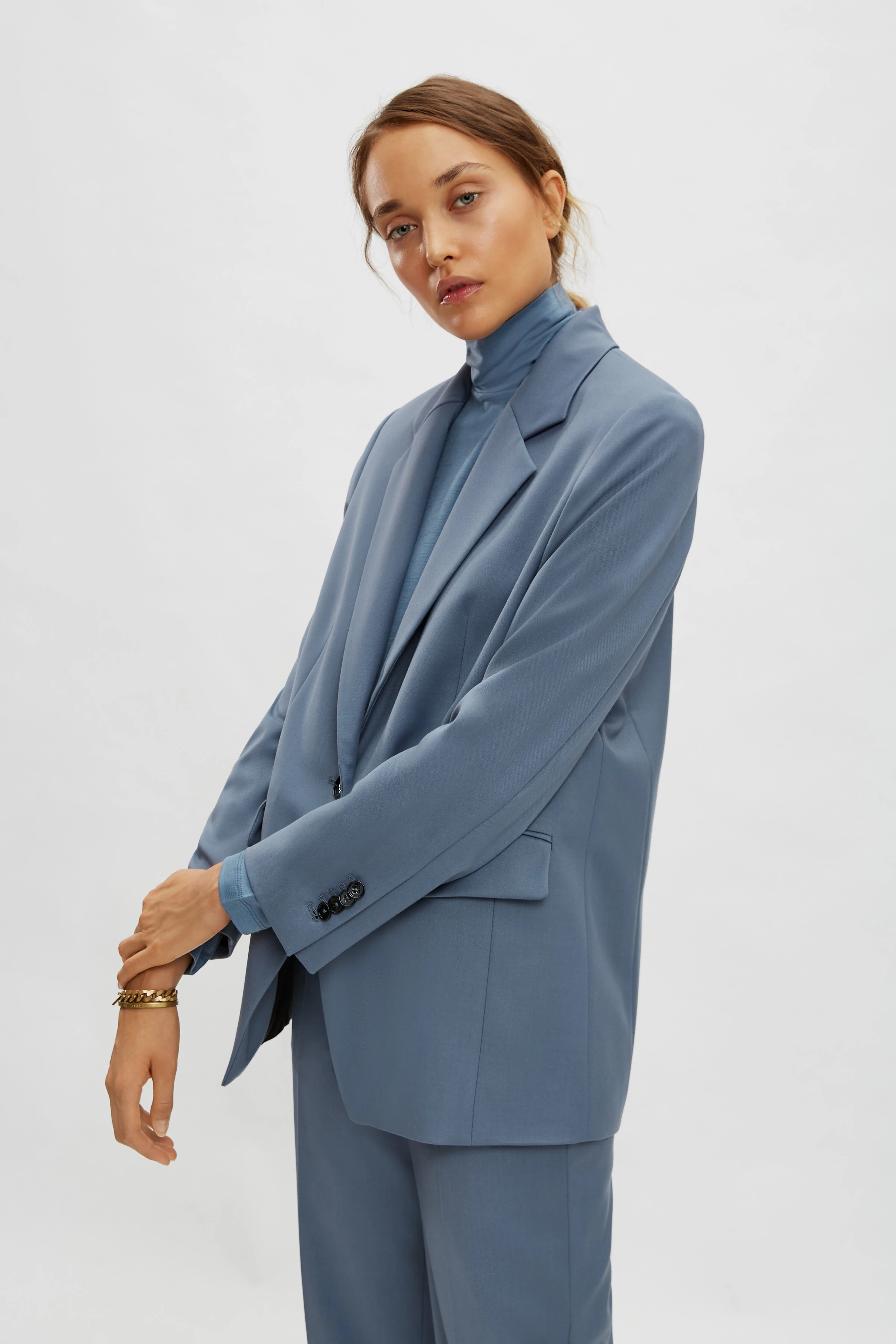 GLENDALE - Blazer in veganer Wolle - Damen - blau - Frontansicht