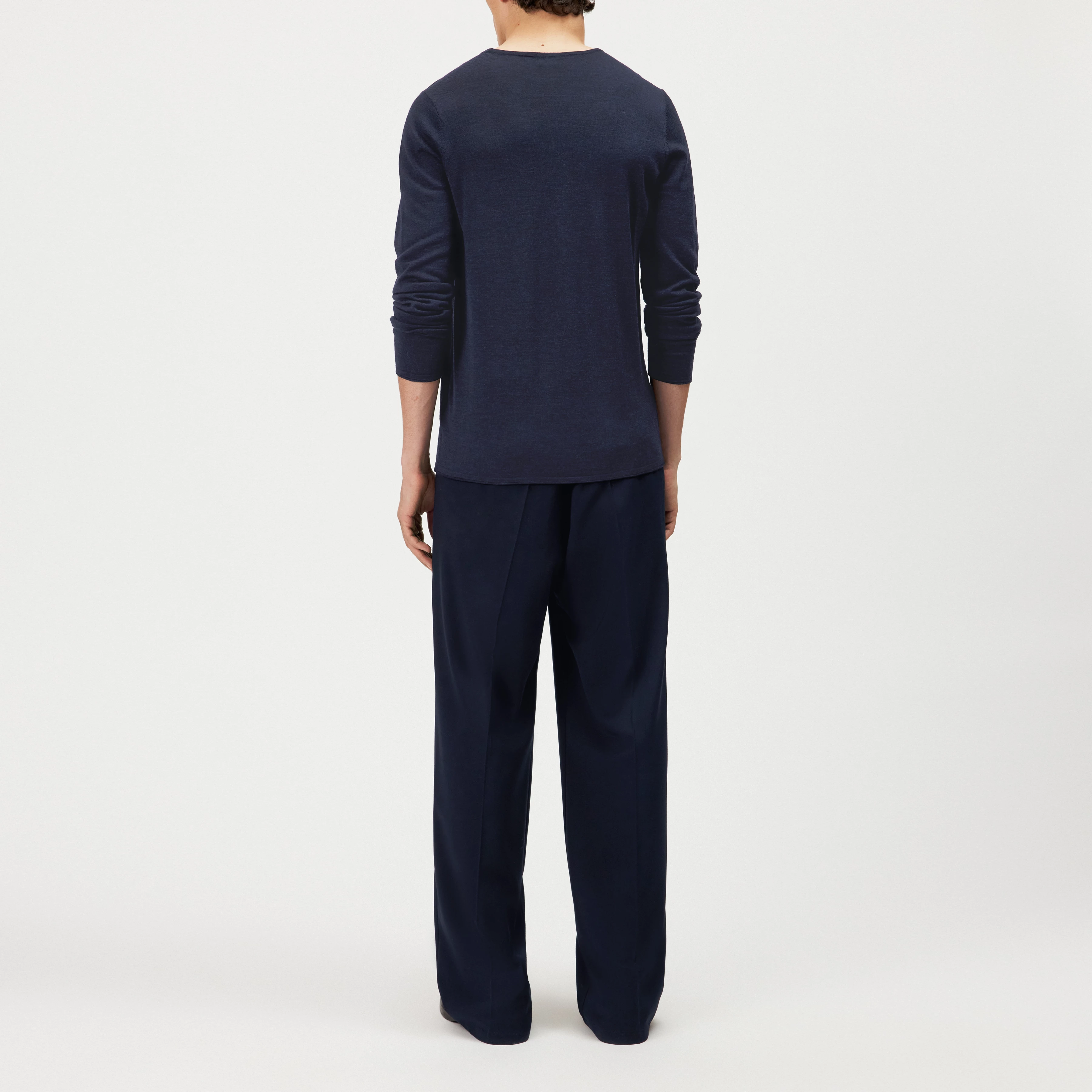 RIKONO - Fine merino wool knitted jumper - men - blue - Rückansicht