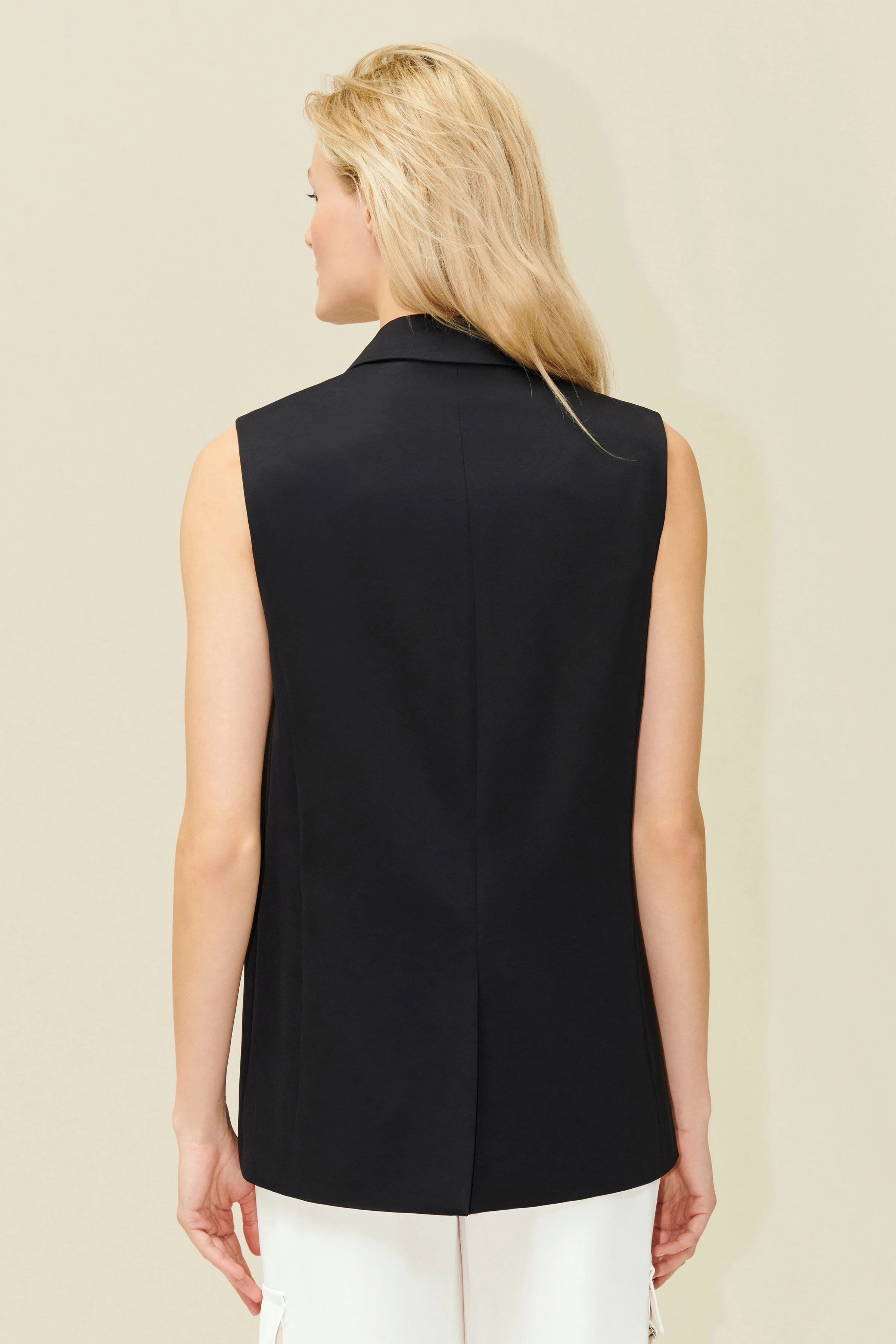 HAINAULT - Ärmelloser Zweireiher aus luxuriösem Satin - Damen - schwarz - Rückansicht