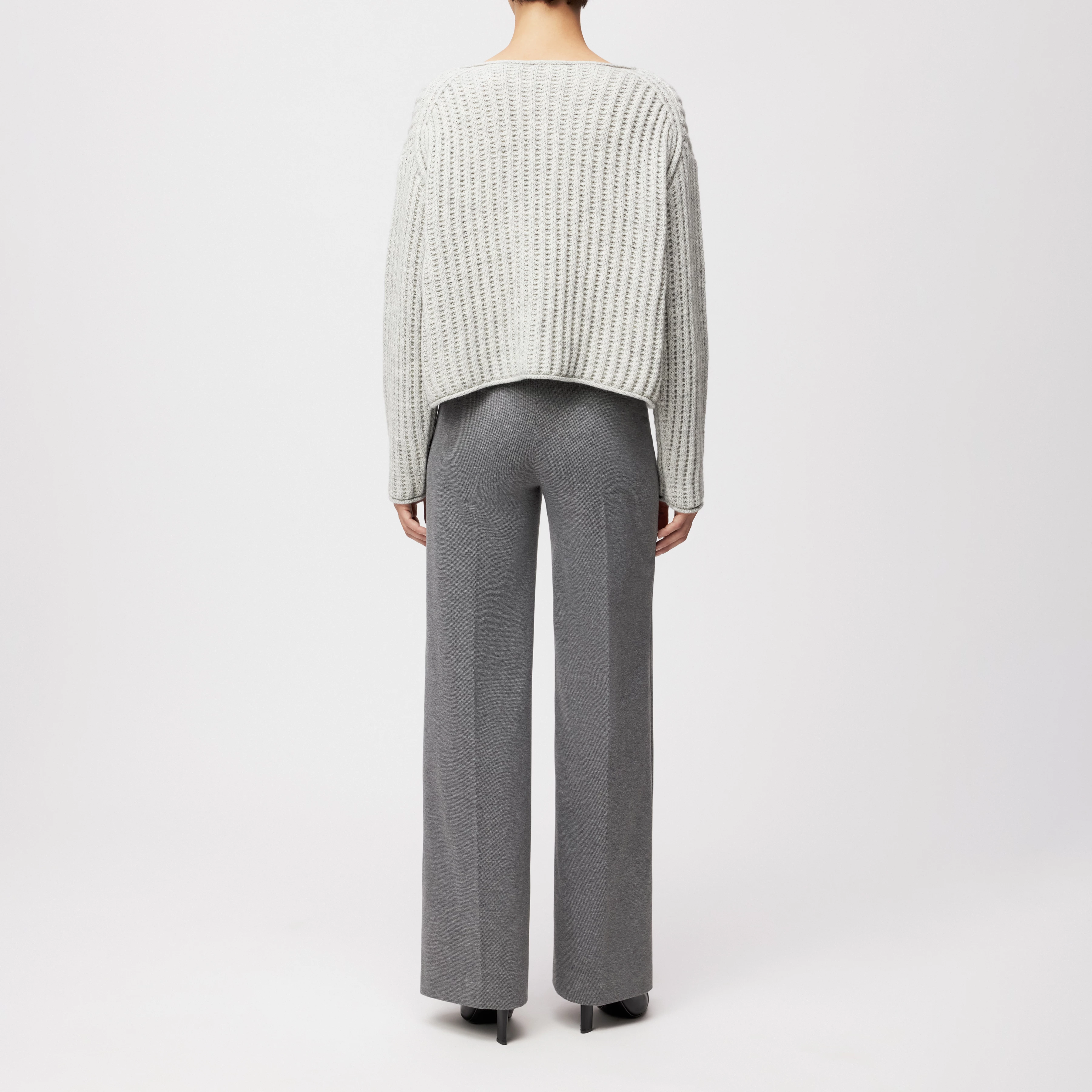 IMENY - Cropped jumper in wool and alpaca blend - women - grey - Rückansicht