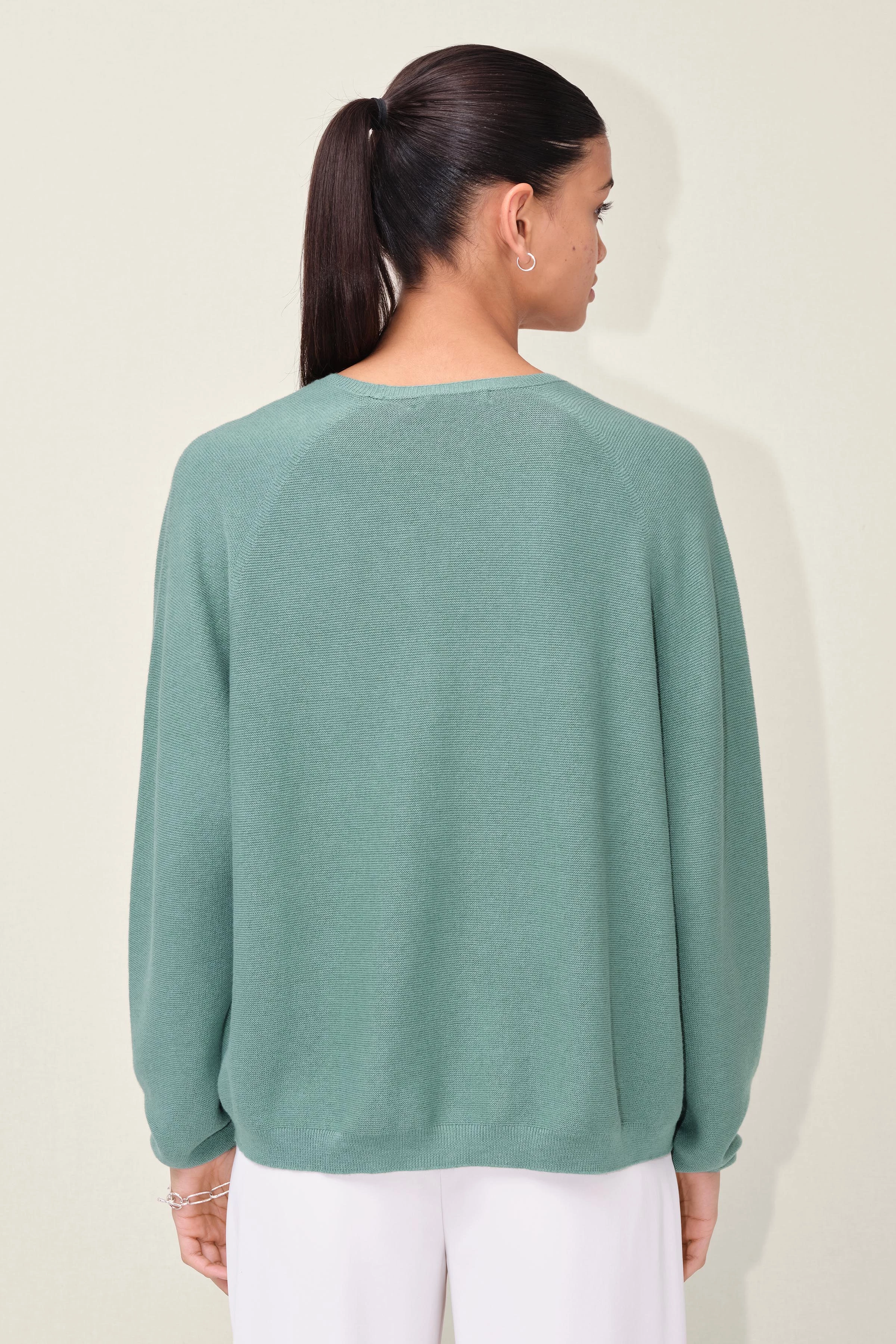 MANUMY - cardigan in cotton-cashmere mix - women - green - Rückansicht