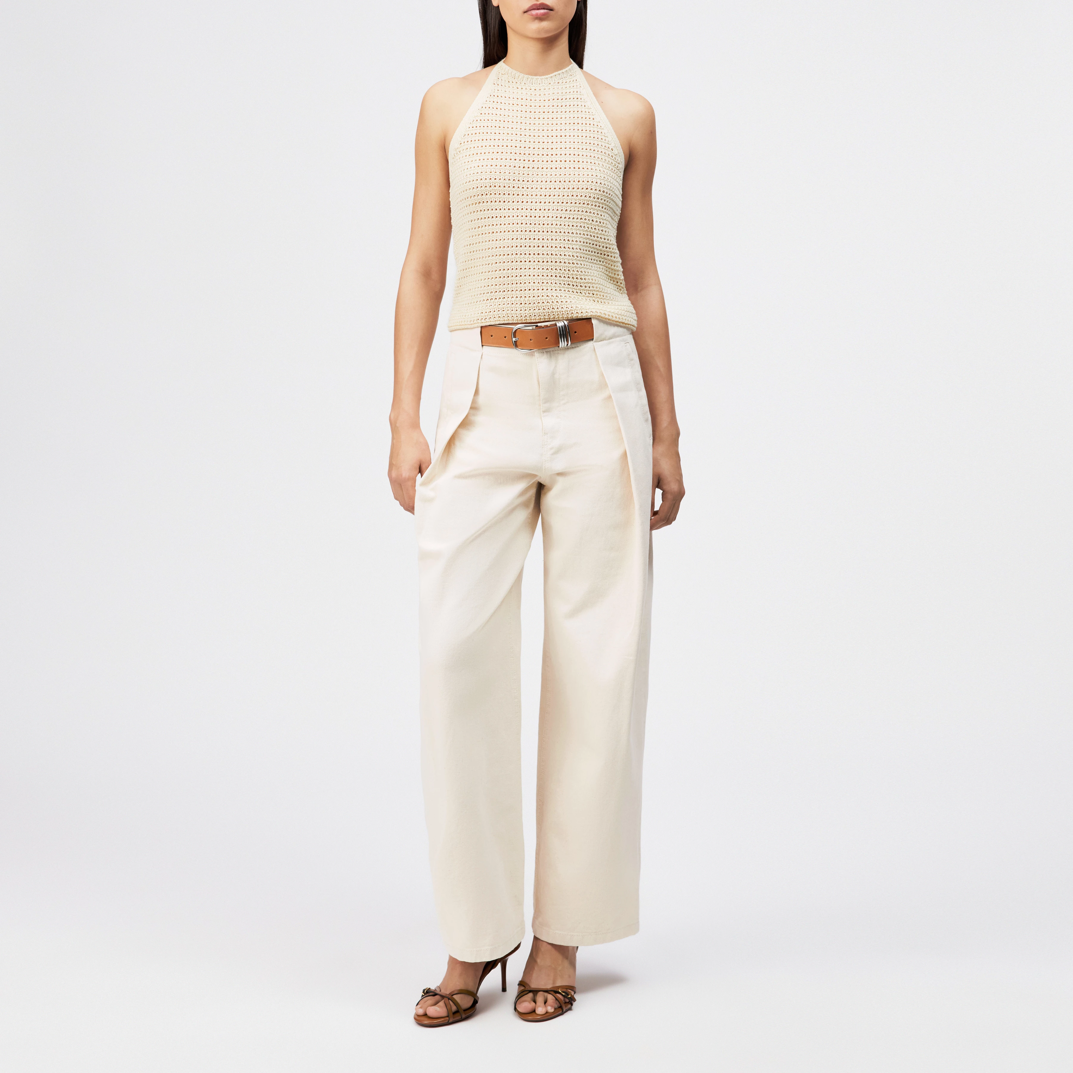 AKWY - Halter top in pure cotton - women - off white - Ganzkörper-Frontansicht