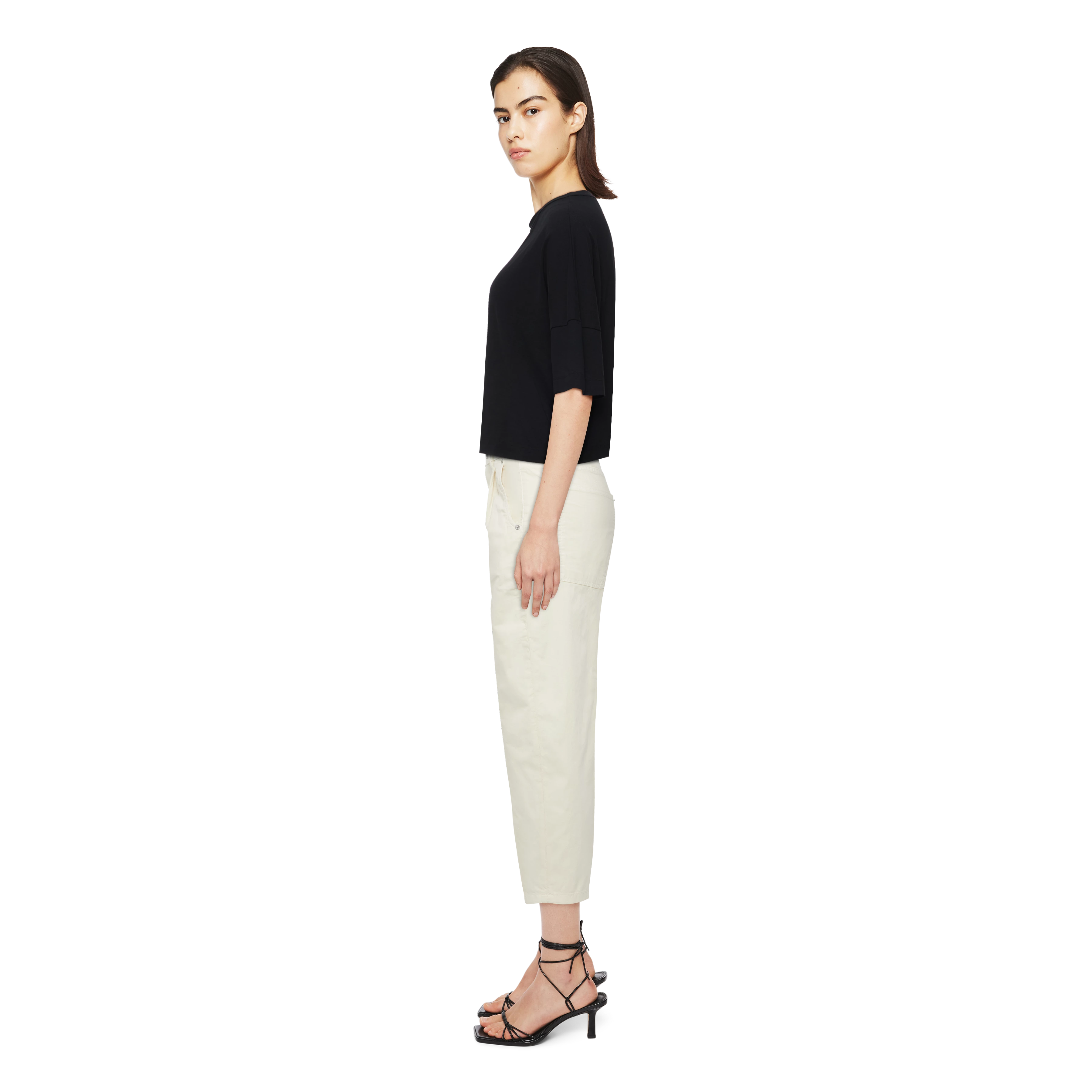 QUALIFY - Cargohose mit Bundfalte in Garment Dye - Damen - off white - Seitenansicht