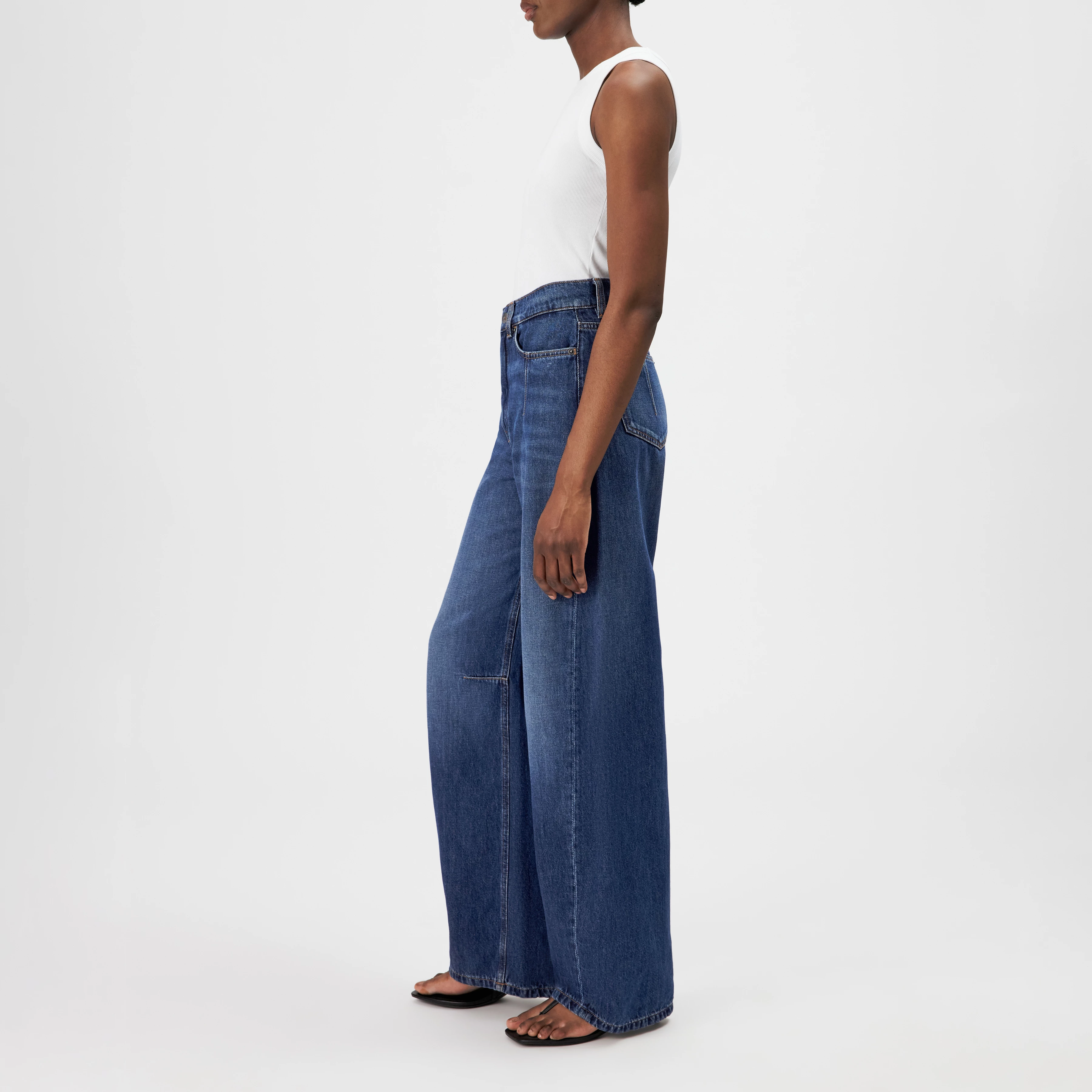 LIABLE - Relaxed fit trousers in soft denim - women - blue - Seitenansicht