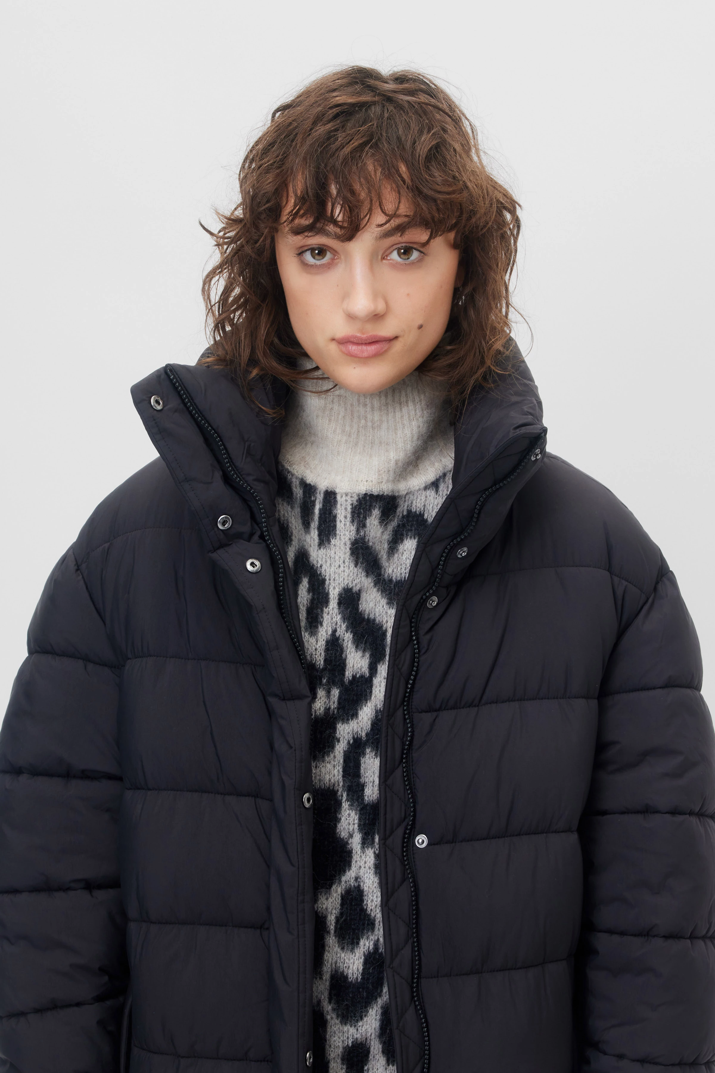 HOURRY - matter Puffercoat - Damen - schwarz - Frontansicht